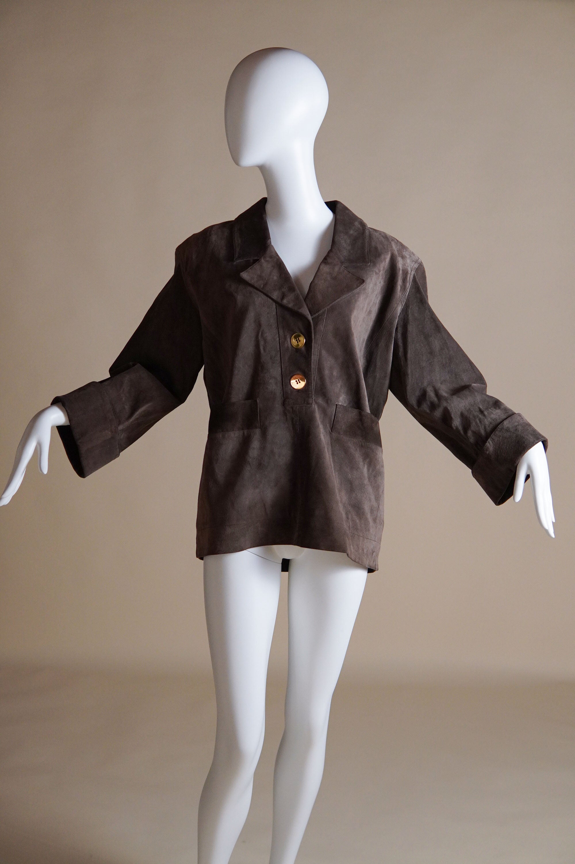 S/S 1989 Yves Saint Laurent Rive Gauche brown suede pullover