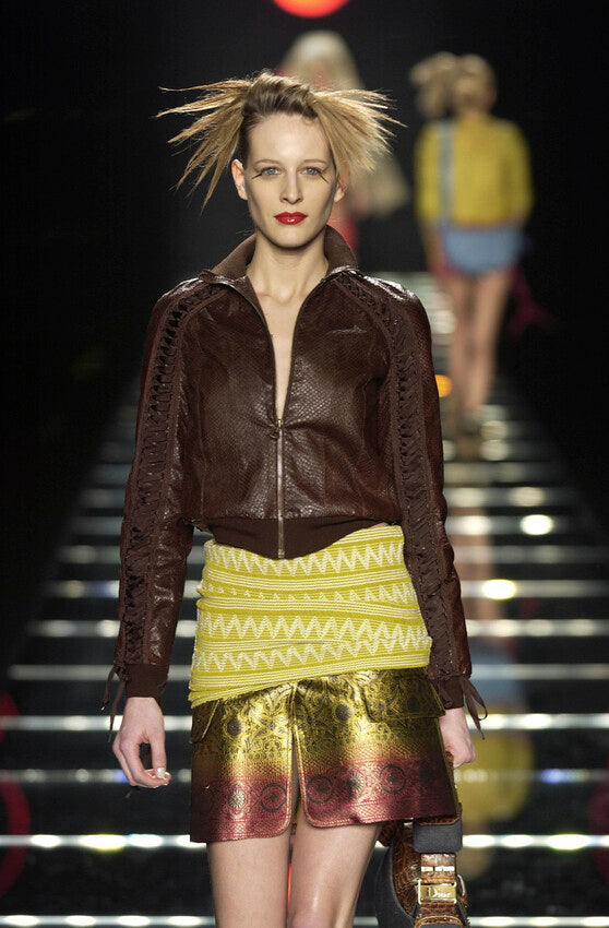 F/W 2002 Christian Dior by John Galliano runway skirt with silk brocade - XS/S