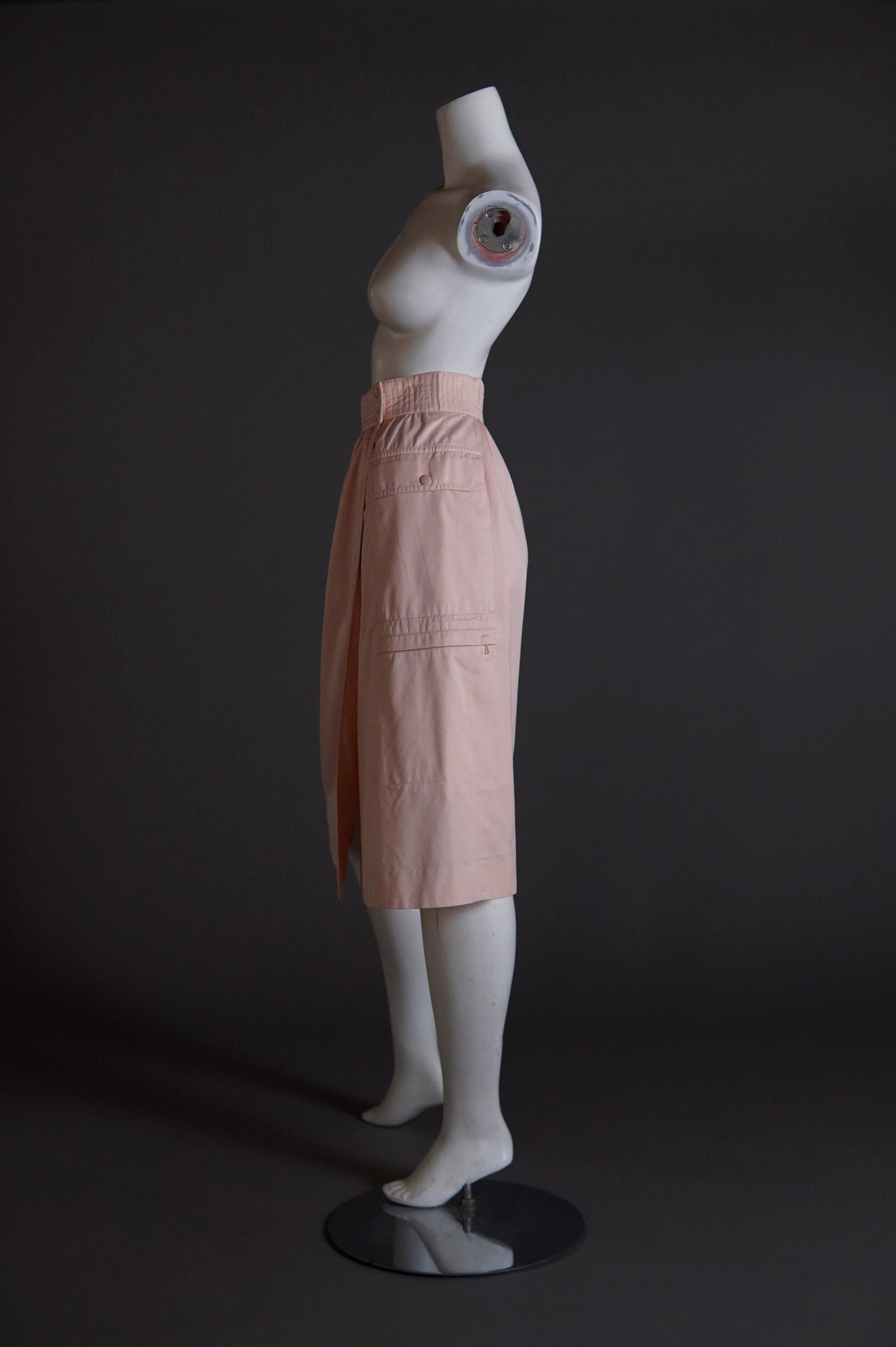 1980s Escada peach pink skirt with cargo pocket and snap closure - M