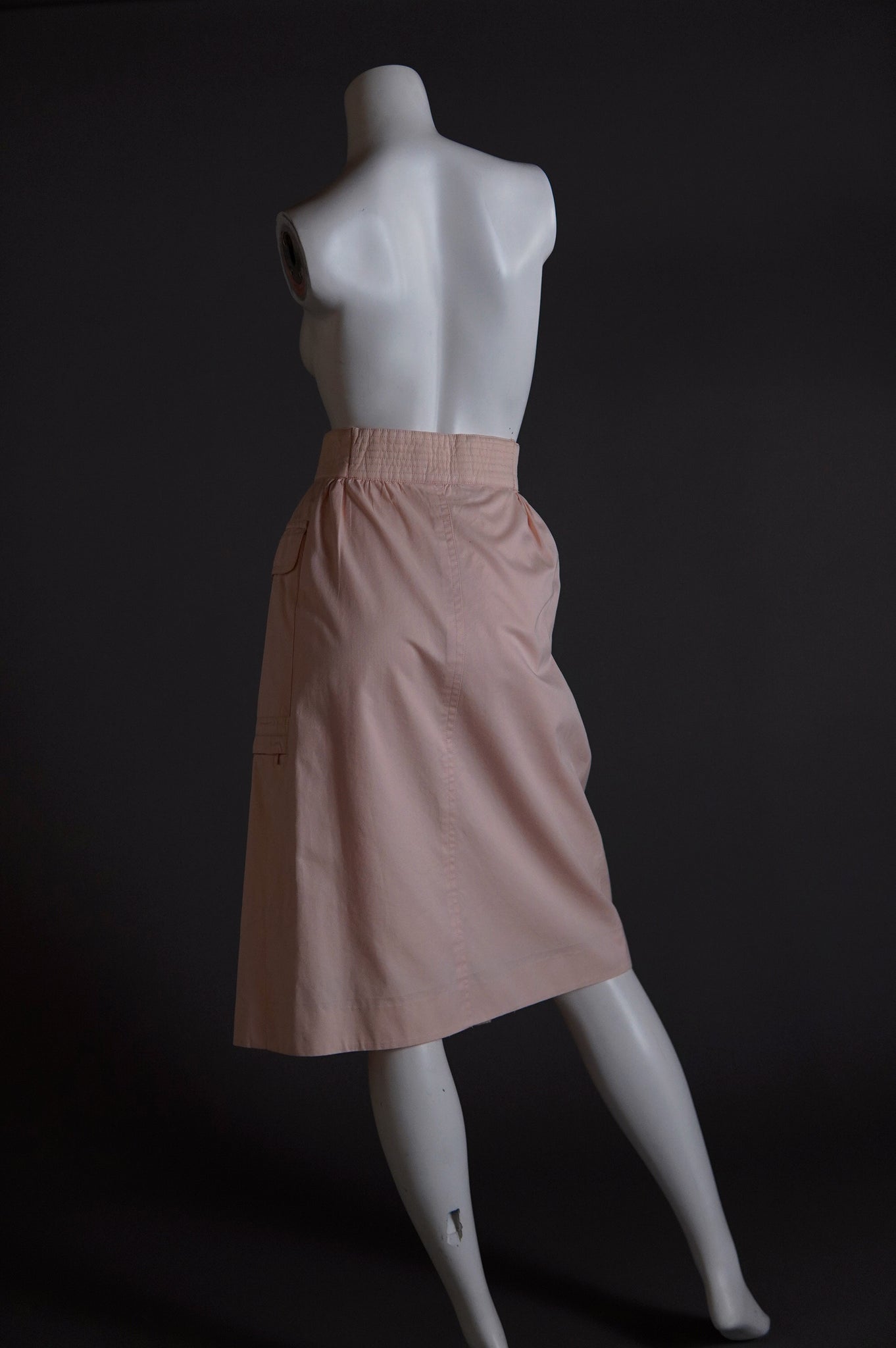 1980s Escada peach pink skirt with cargo pocket and snap closure - M