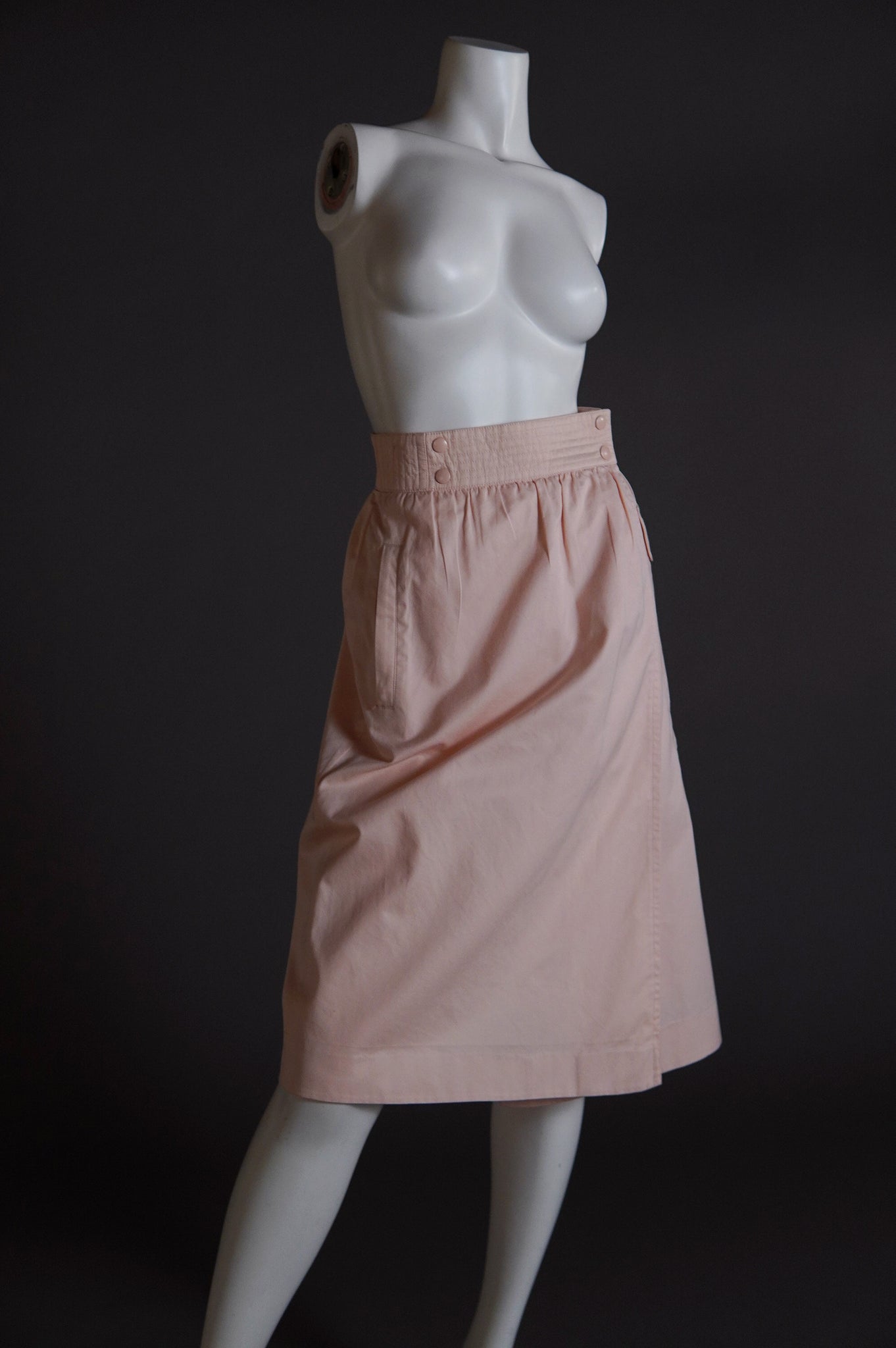 1980s Escada peach pink skirt with cargo pocket and snap closure - M