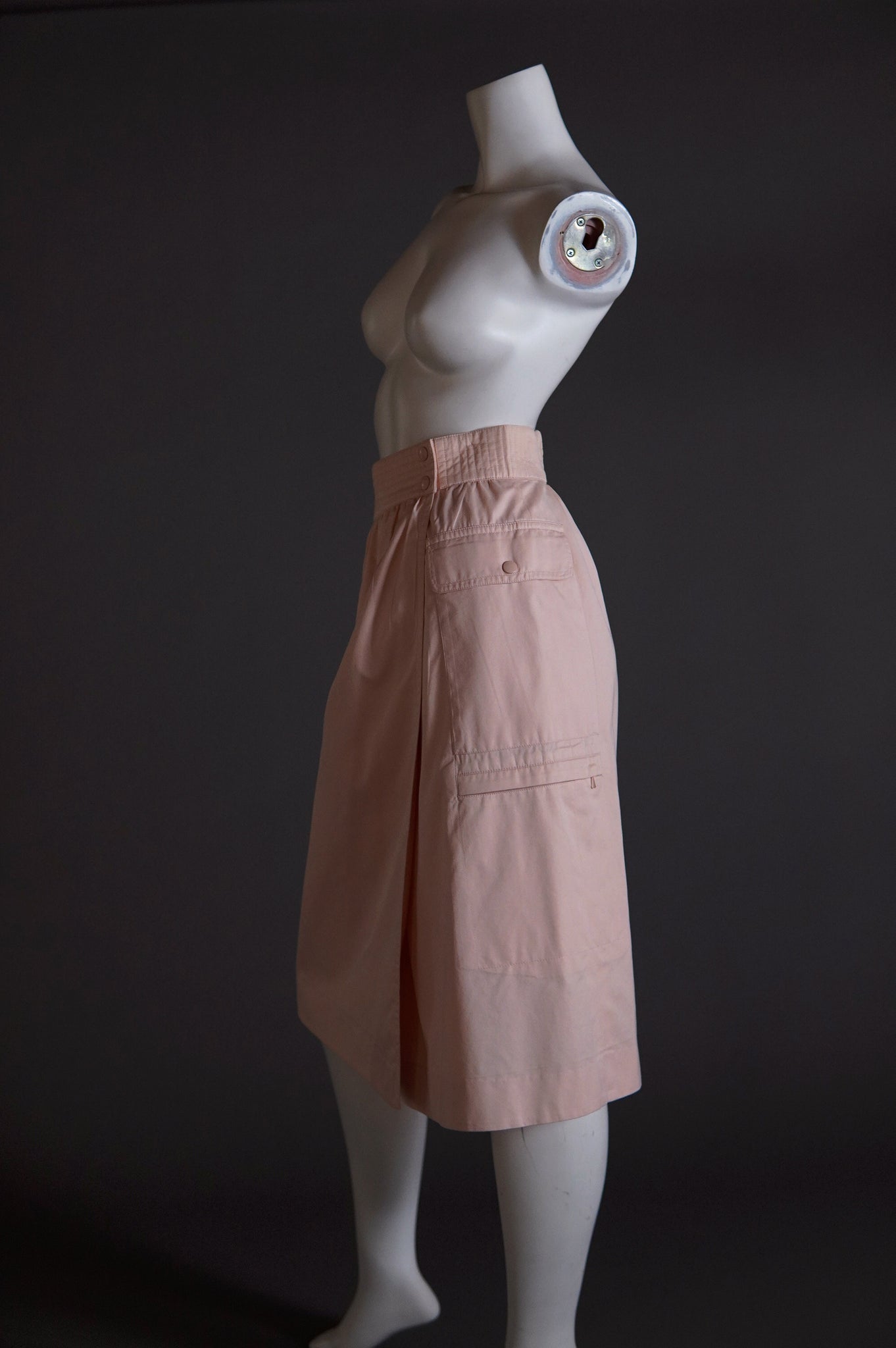 1980s Escada peach pink skirt with cargo pocket and snap closure - M