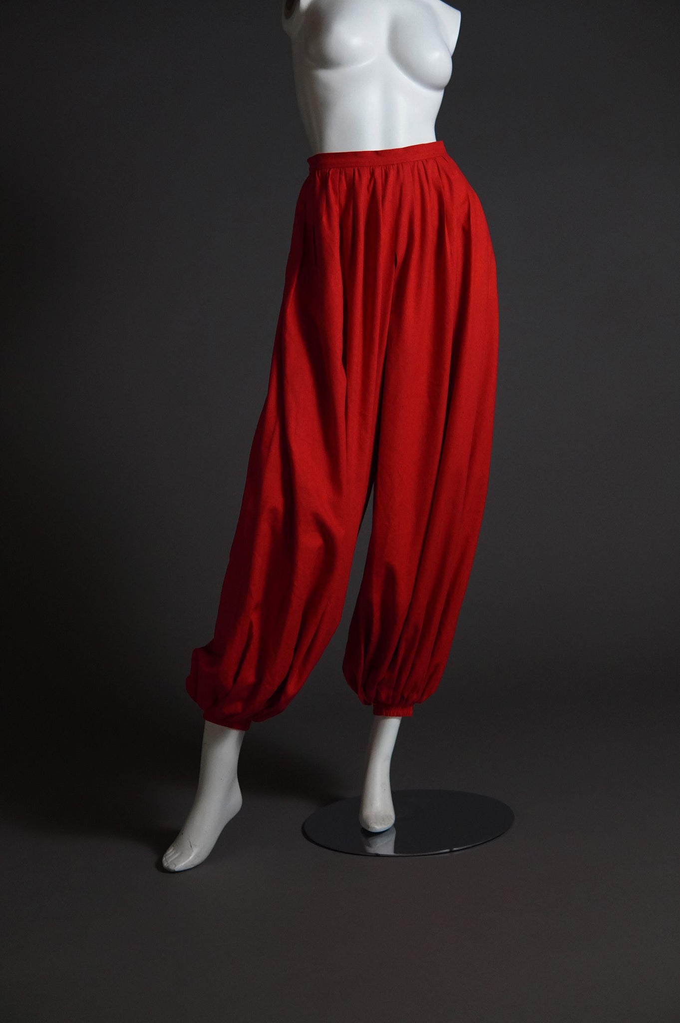 S/S 1980 Yves Saint Laurent Rive Gauche runway red balloon harem pants - M