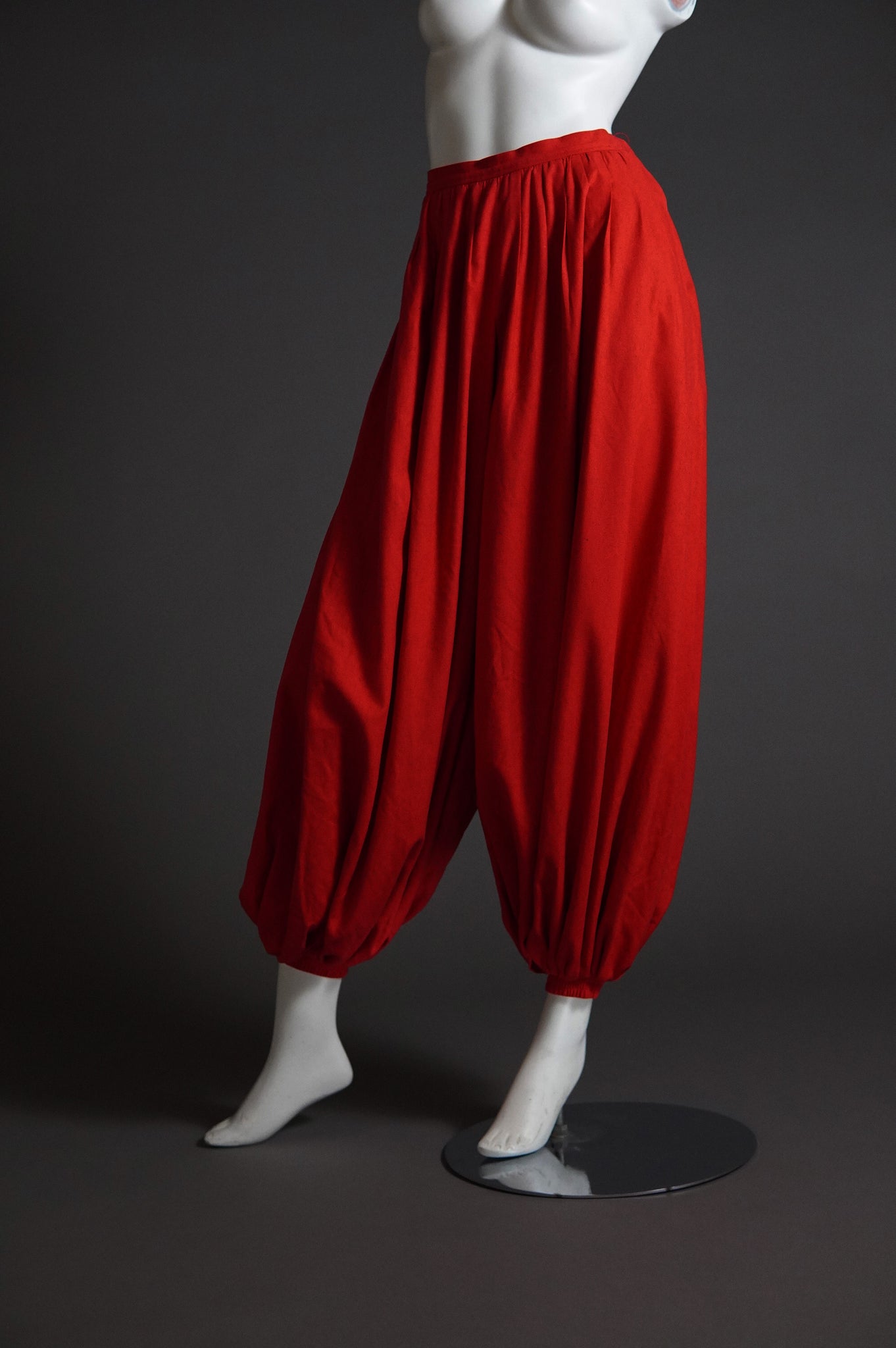 S/S 1980 Yves Saint Laurent Rive Gauche runway red balloon harem pants - M