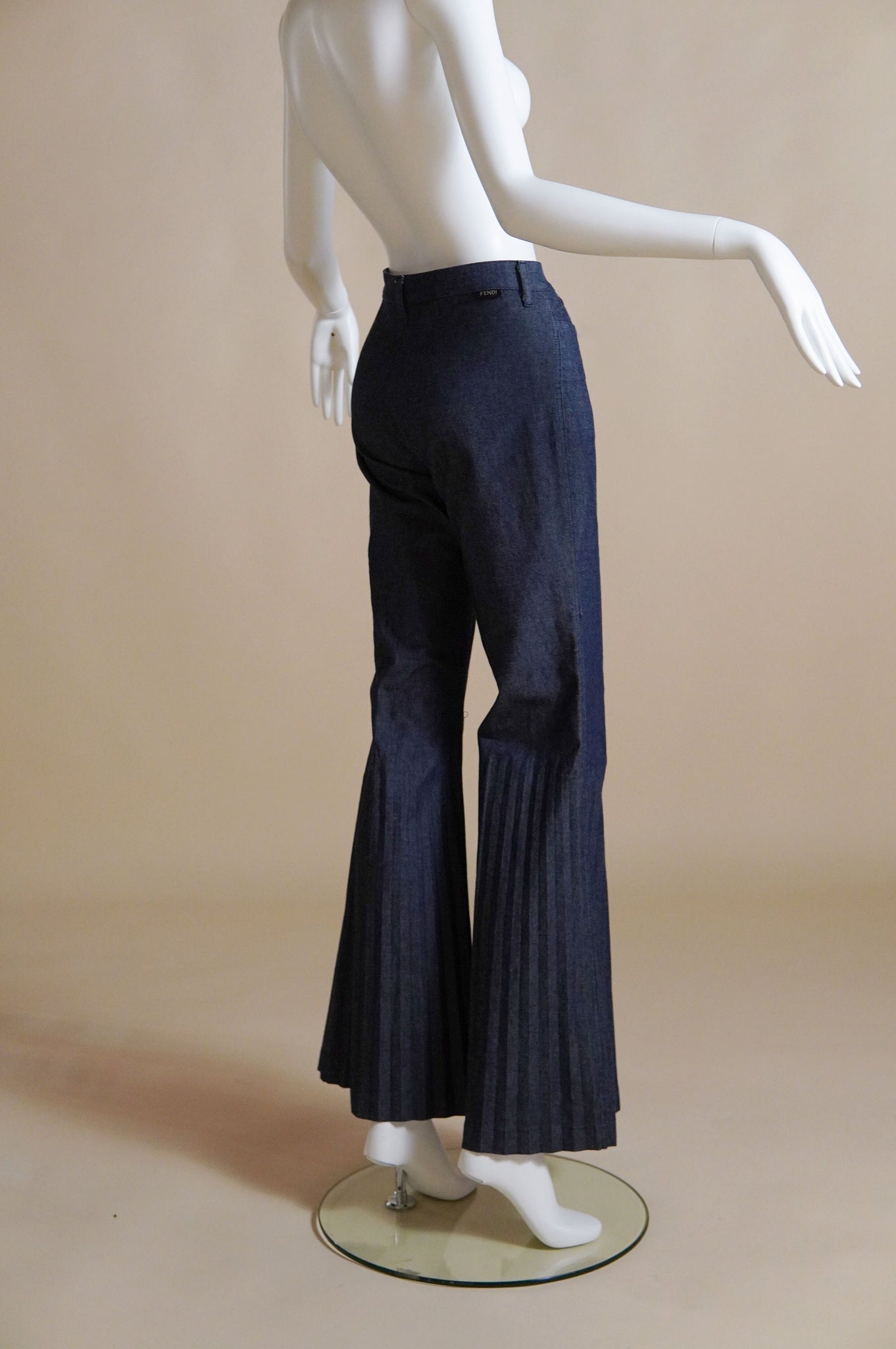 Fendi by Karl Lagerfeld jeans with accordion pleated exaggerated flare - XS/S