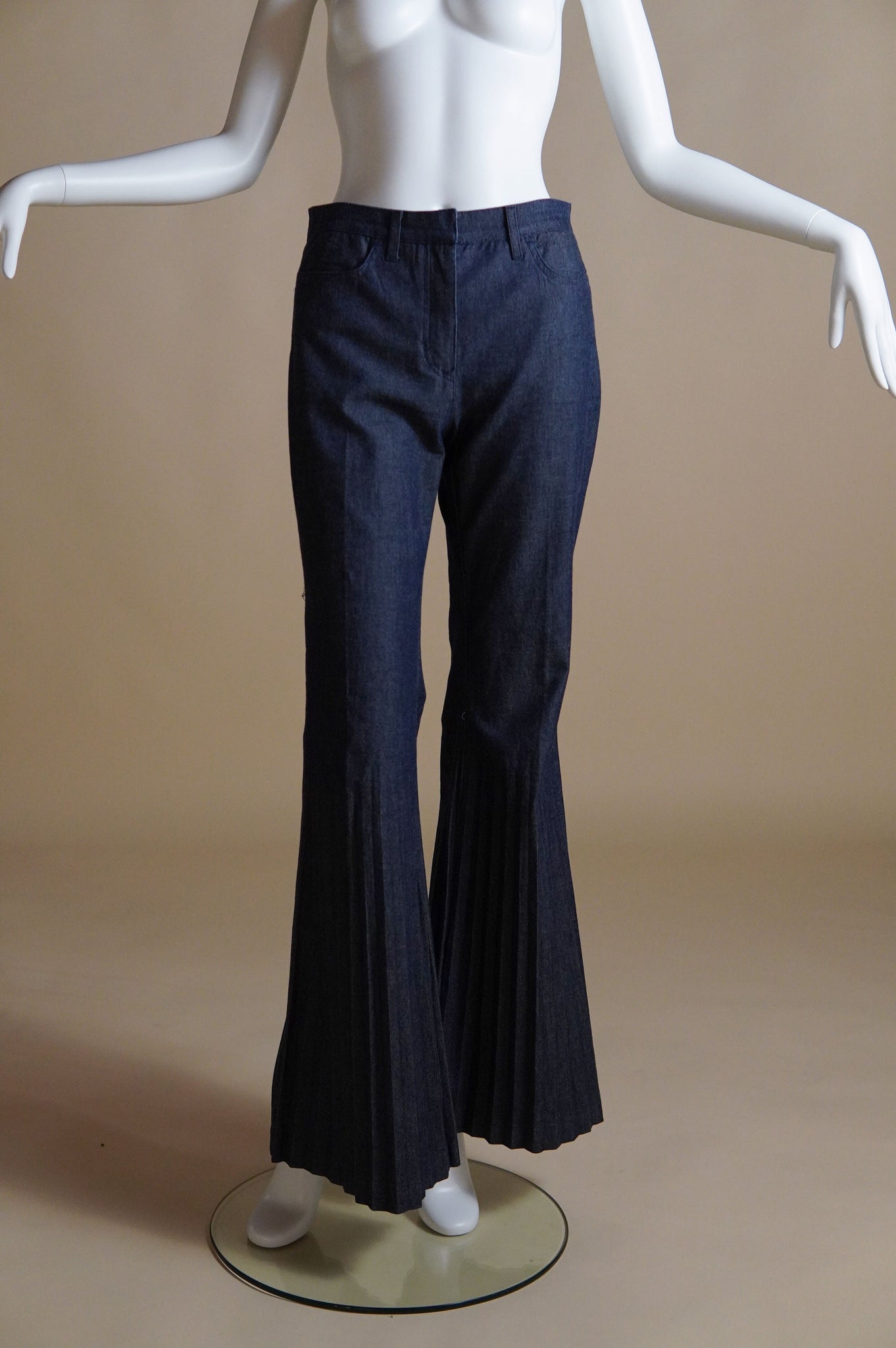 Fendi by Karl Lagerfeld jeans with accordion pleated exaggerated flare - XS/S