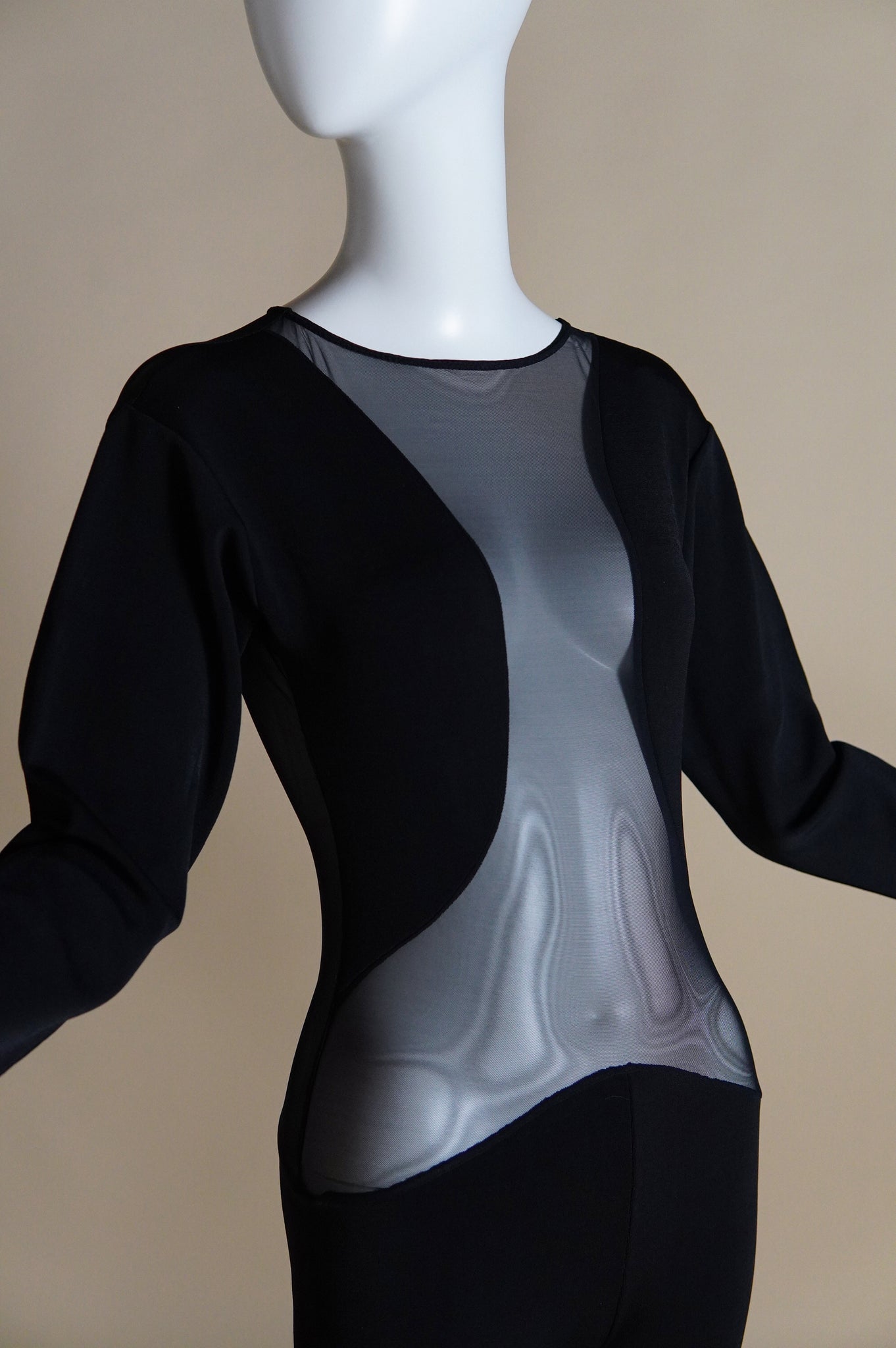 1990s Liza Bruce black jumpsuit with sheer panels - XS