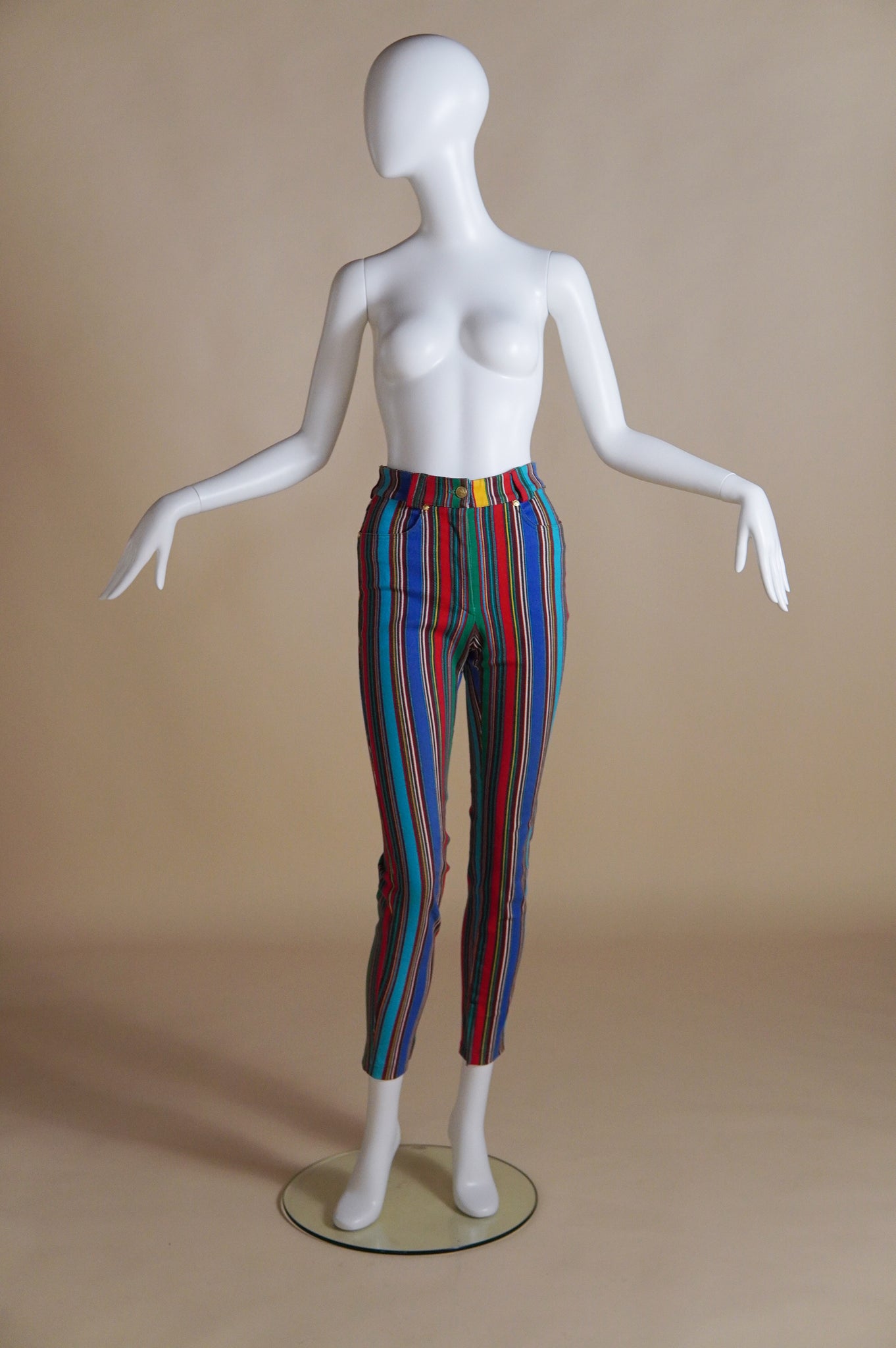 S/S 1993 Versace runway striped denim pants - XXS/XS