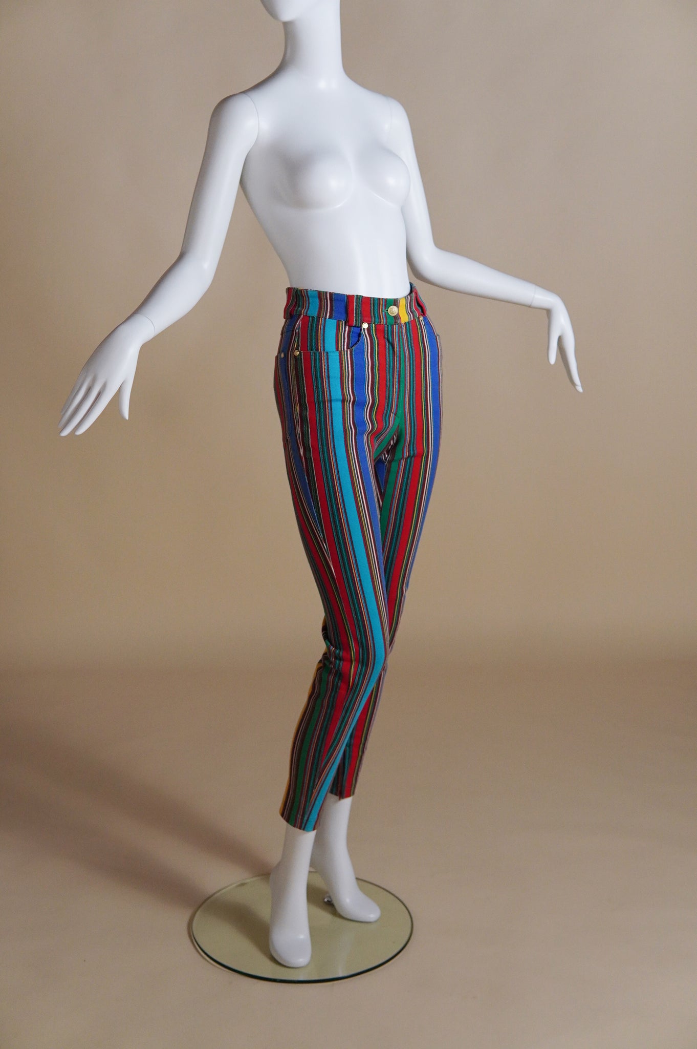 S/S 1993 Versace runway striped denim pants - XXS/XS