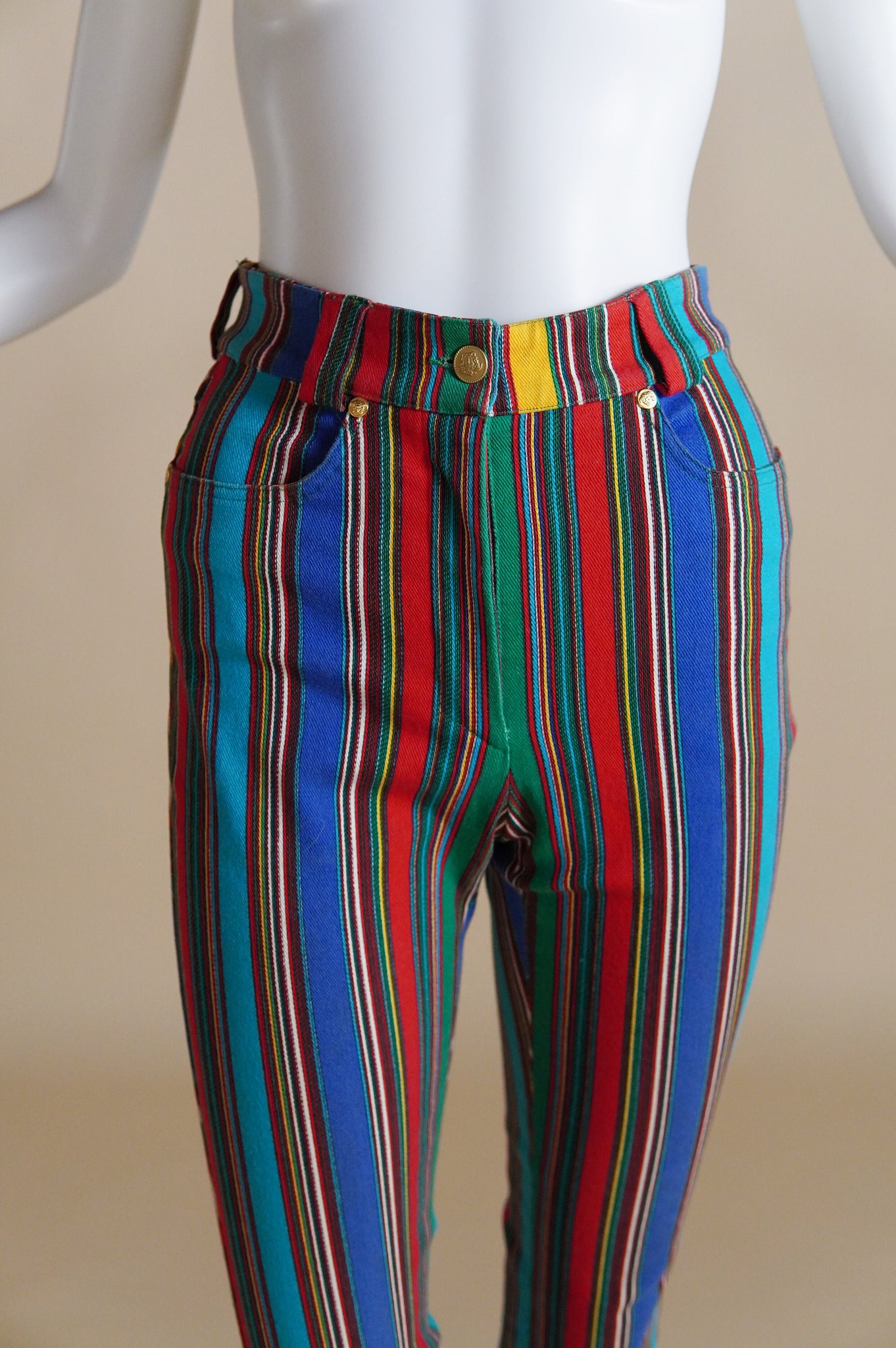 S/S 1993 Versace runway striped denim pants - XXS/XS