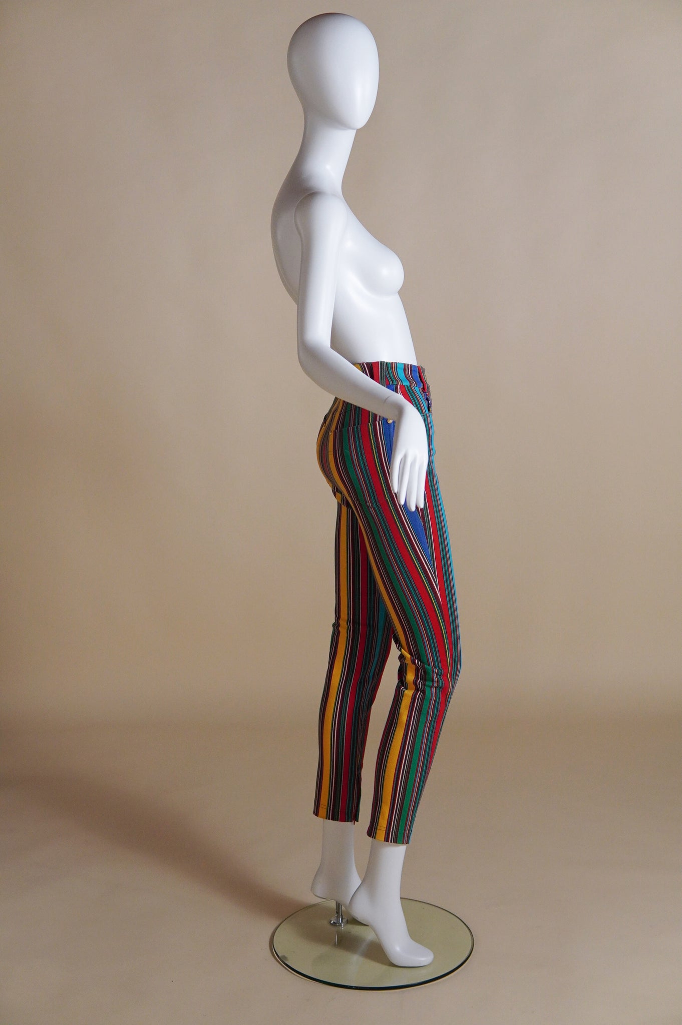 S/S 1993 Versace runway striped denim pants - XXS/XS