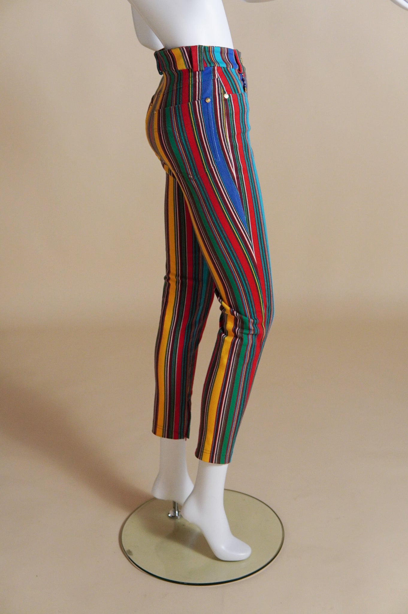 S/S 1993 Versace runway striped denim pants - XXS/XS