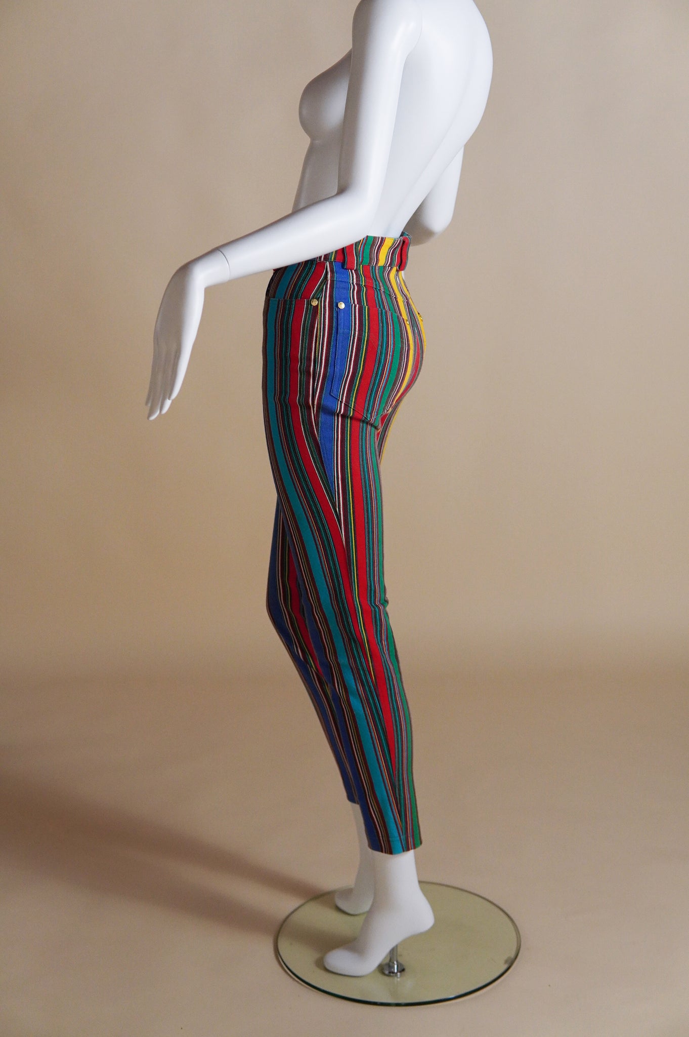 S/S 1993 Versace runway striped denim pants - XXS/XS