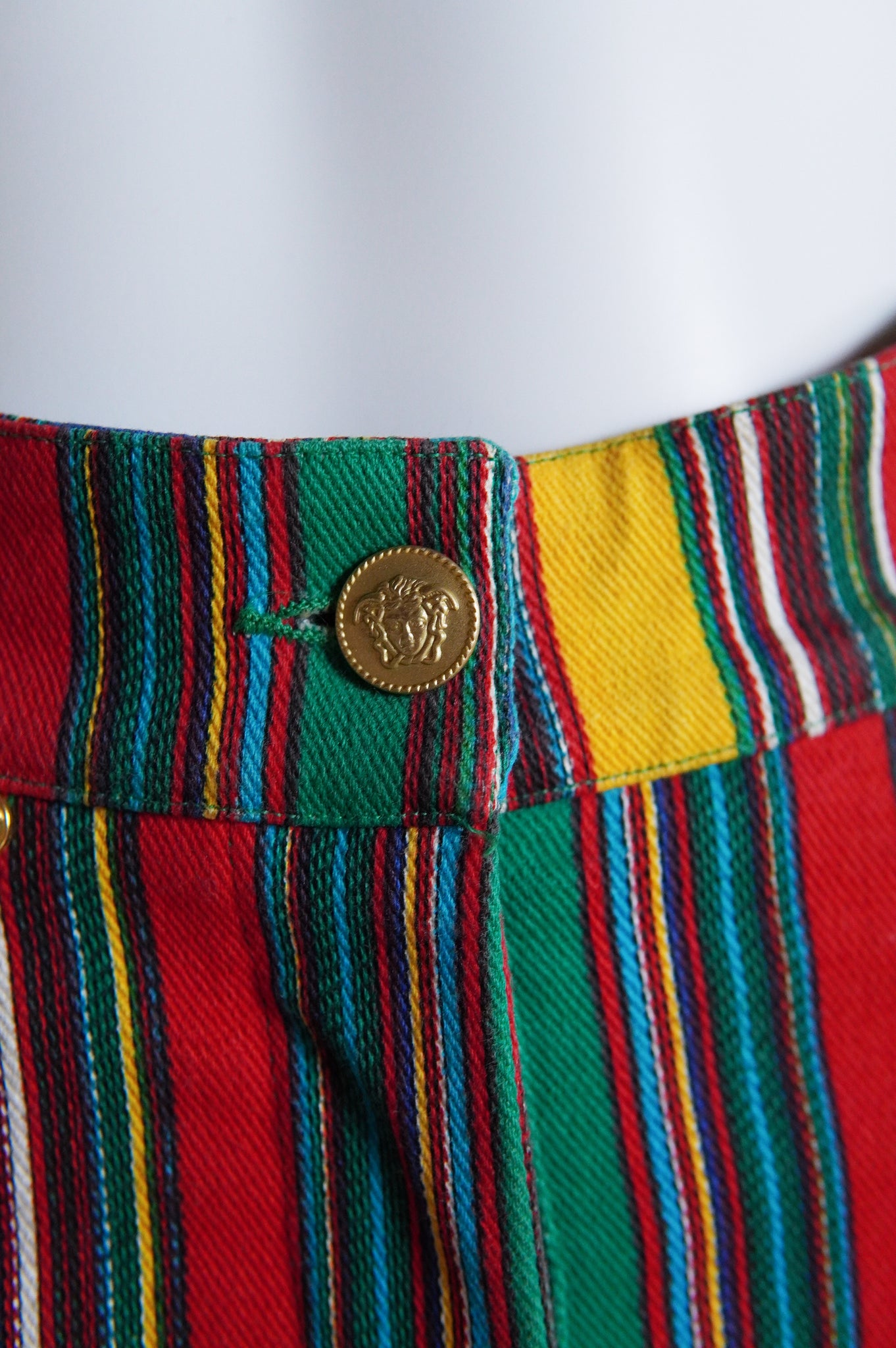 S/S 1993 Versace runway striped denim pants - XXS/XS