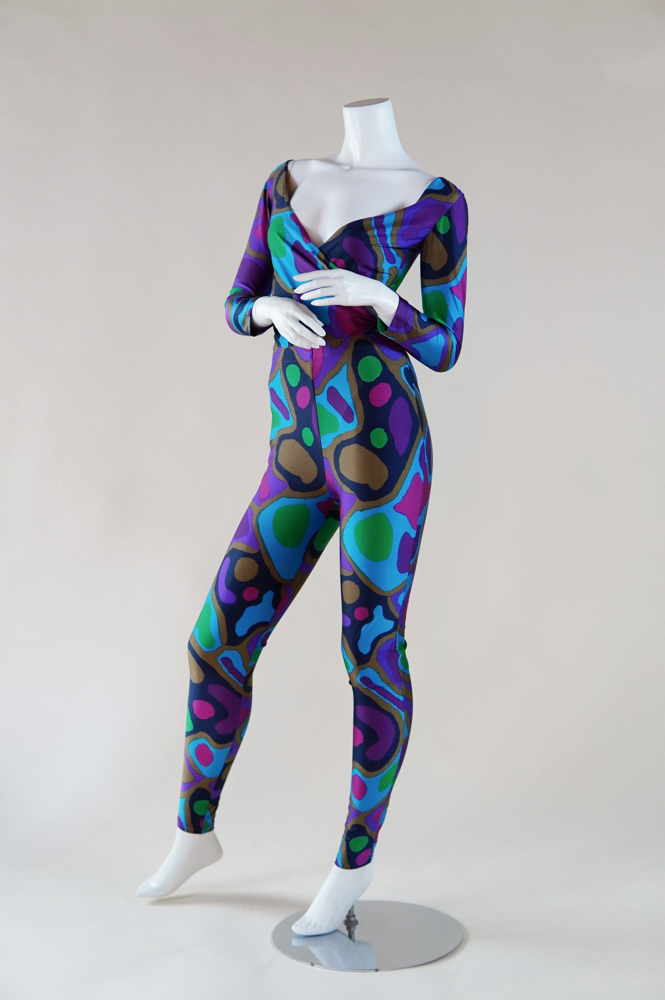 Emanuel Ungaro spandex set with organic shapes - XS/S