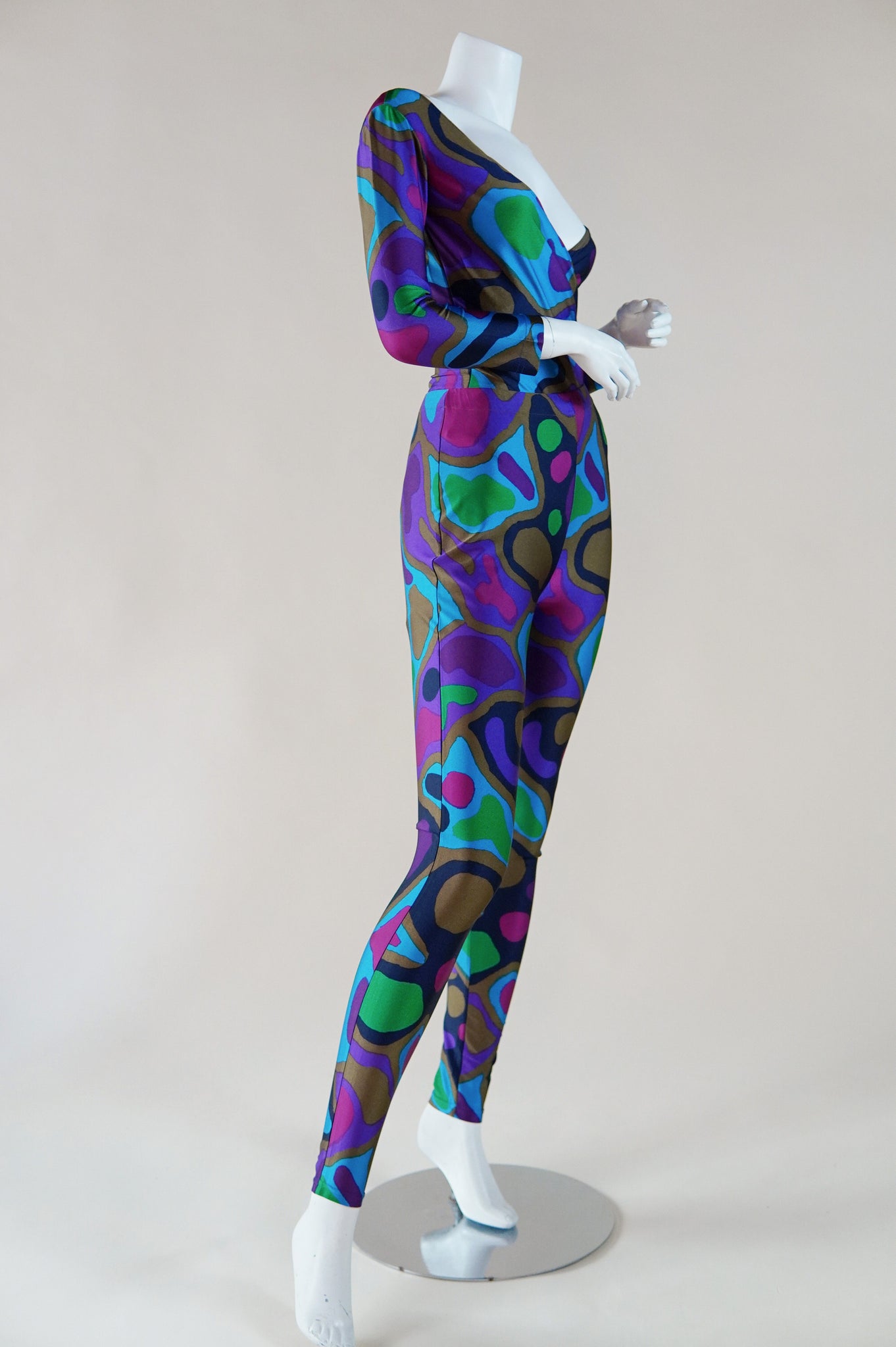 Emanuel Ungaro spandex set with organic shapes - XS/S