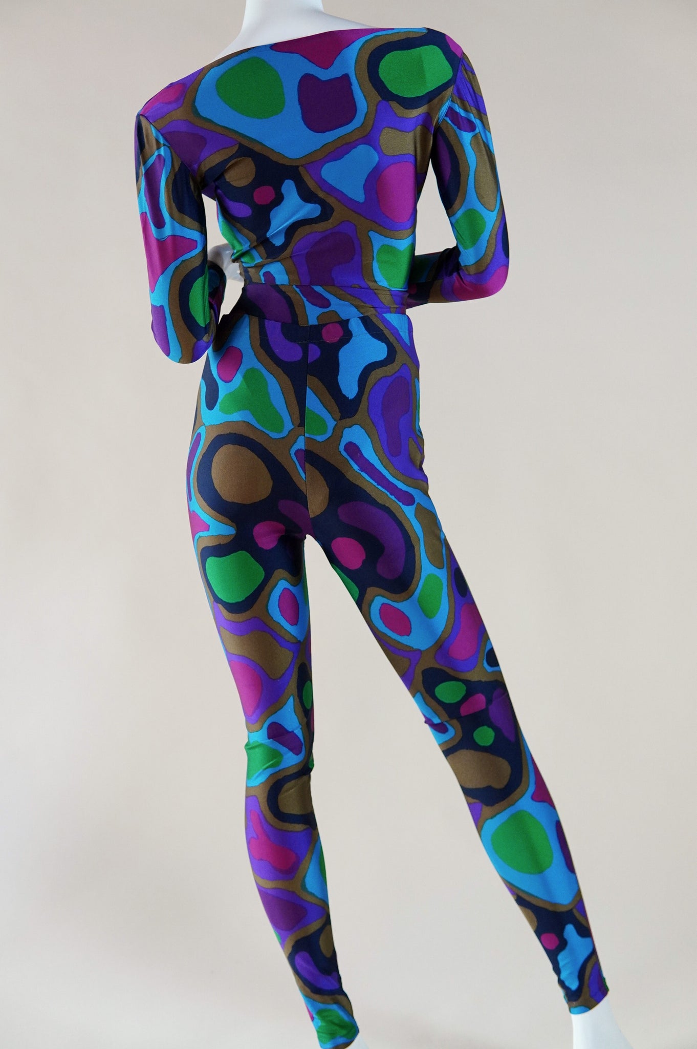 Emanuel Ungaro spandex set with organic shapes - XS/S