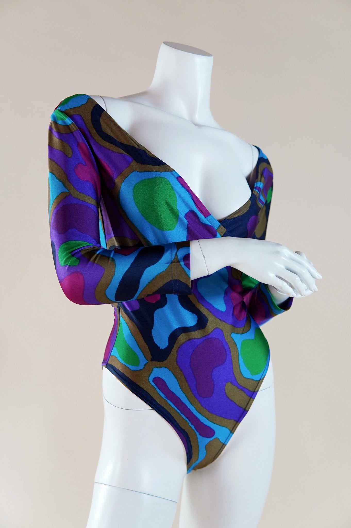 Emanuel Ungaro spandex set with organic shapes - XS/S