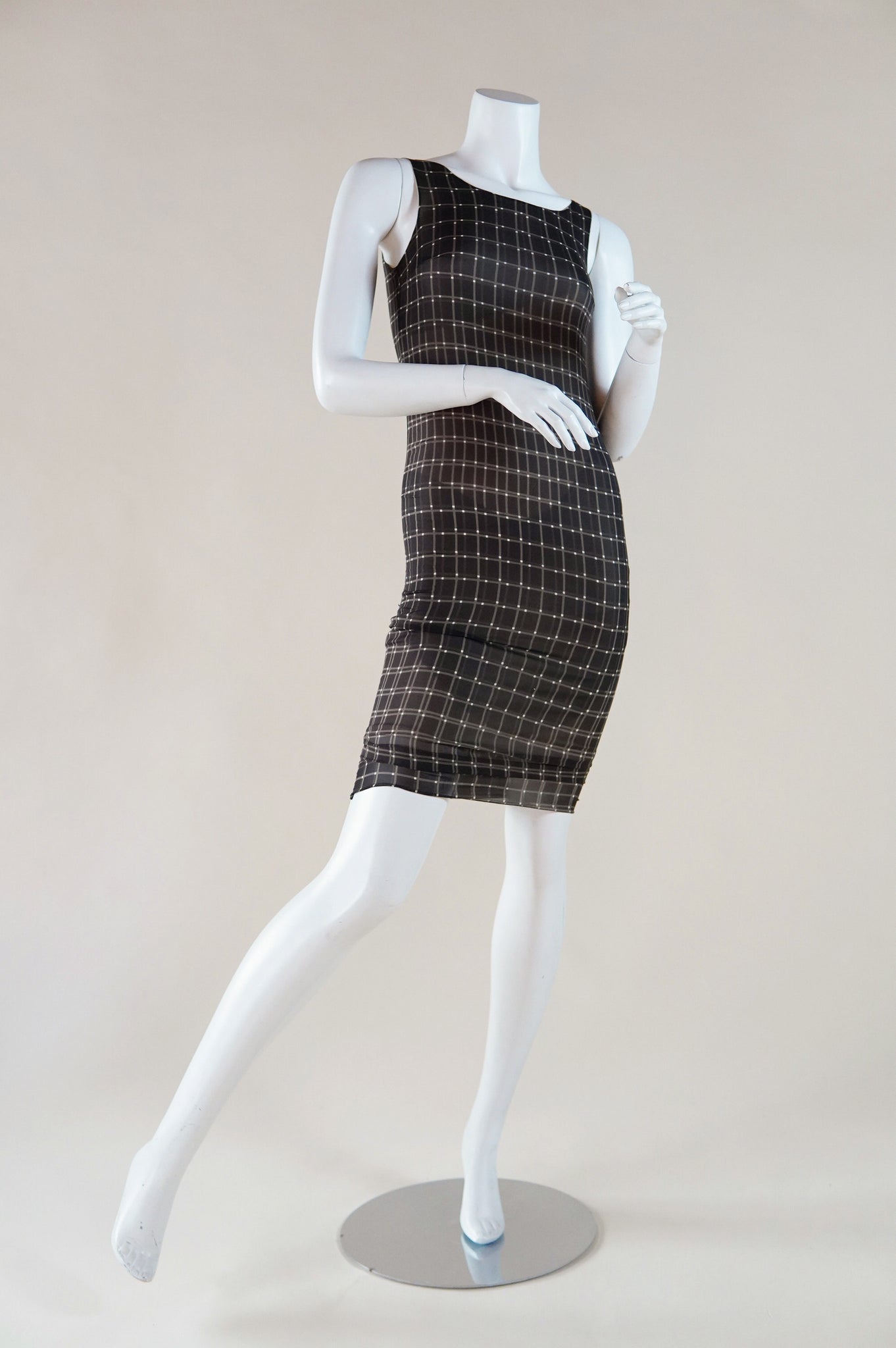 S/S 1999 Prada silk dress with grid pattern - XS