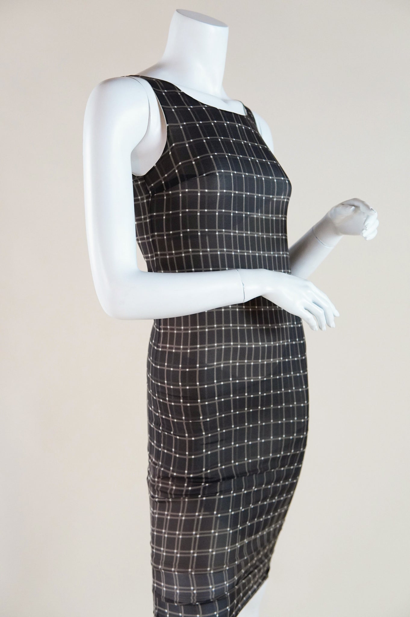 S/S 1999 Prada silk dress with grid pattern - XS