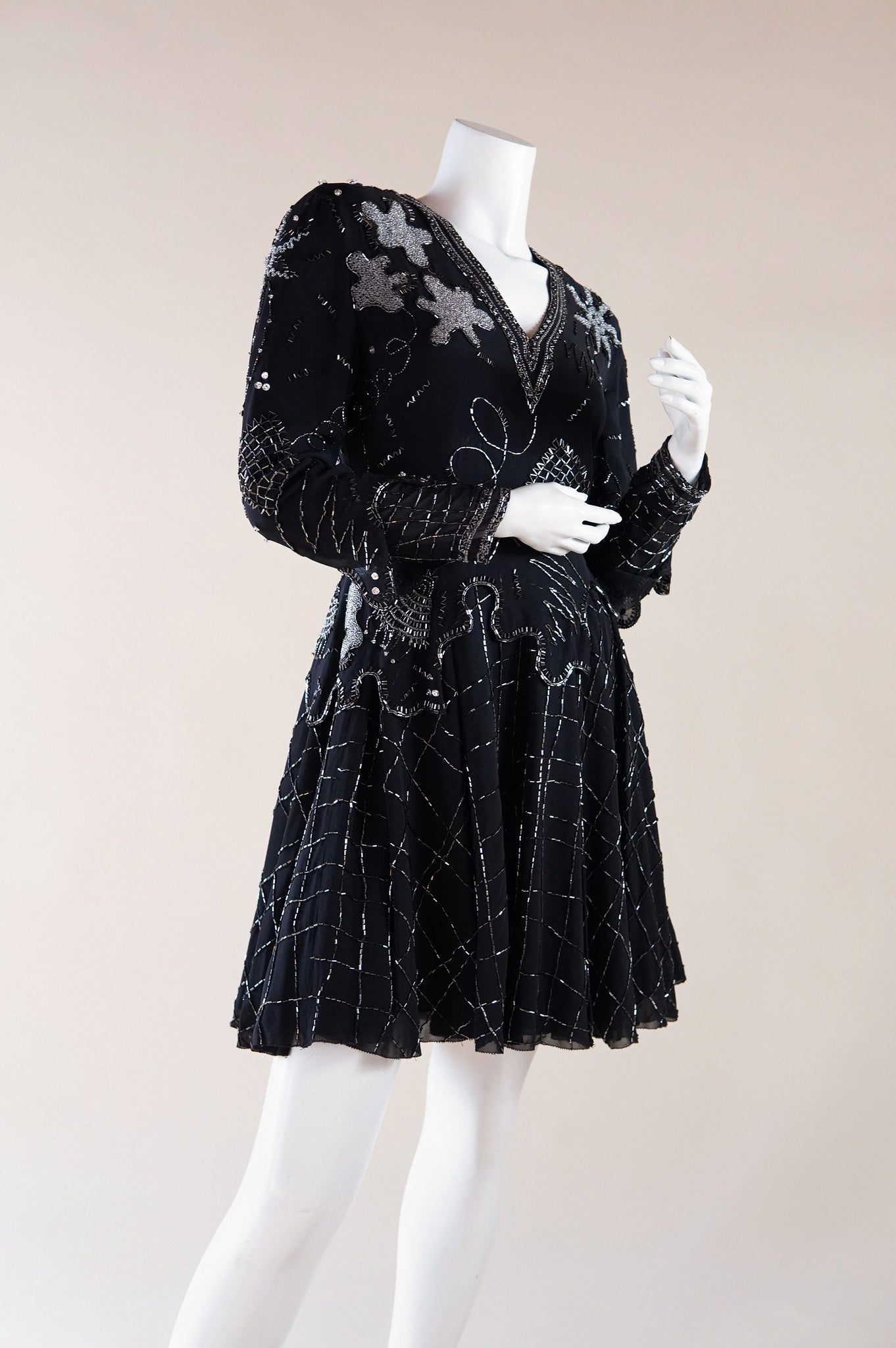 1980s Fabrice Simon silk dress with beading