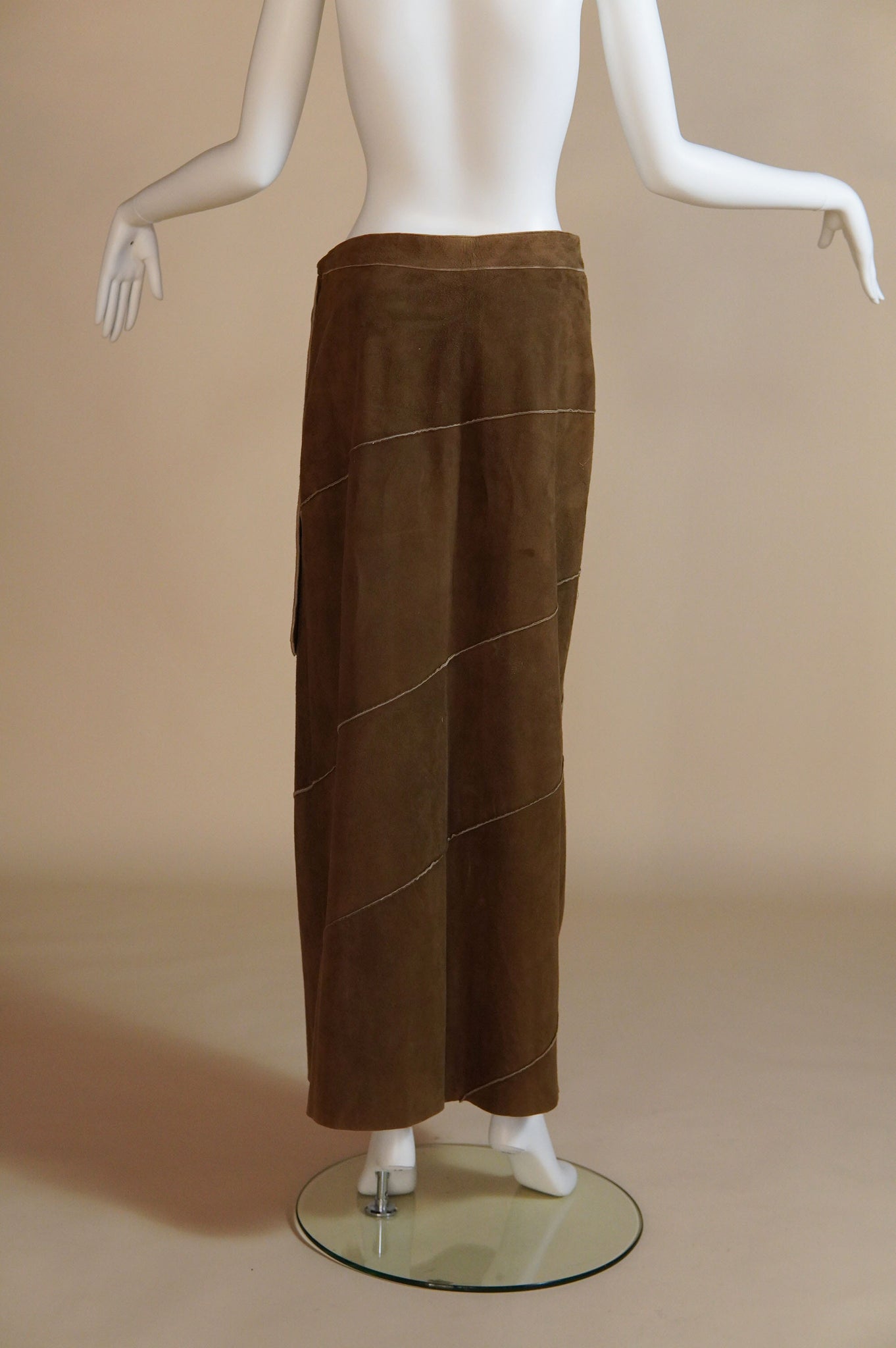 F/W 1999 Fendi by Karl Lagerfeld suede runway wrap skirt with fur trim - XS/S/M