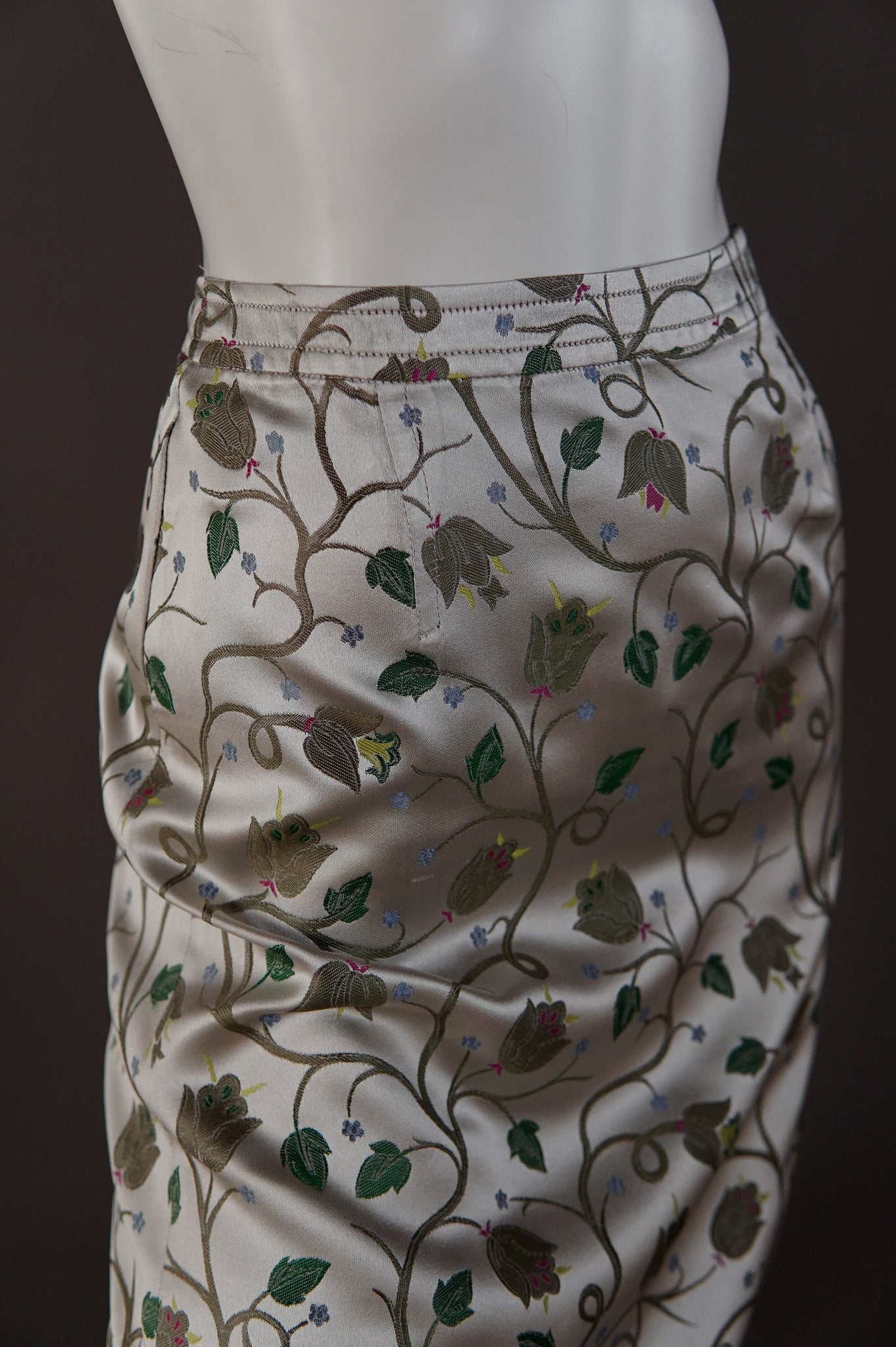 S/S 1997 Prada runway and campaign silk skirt with florals - XS