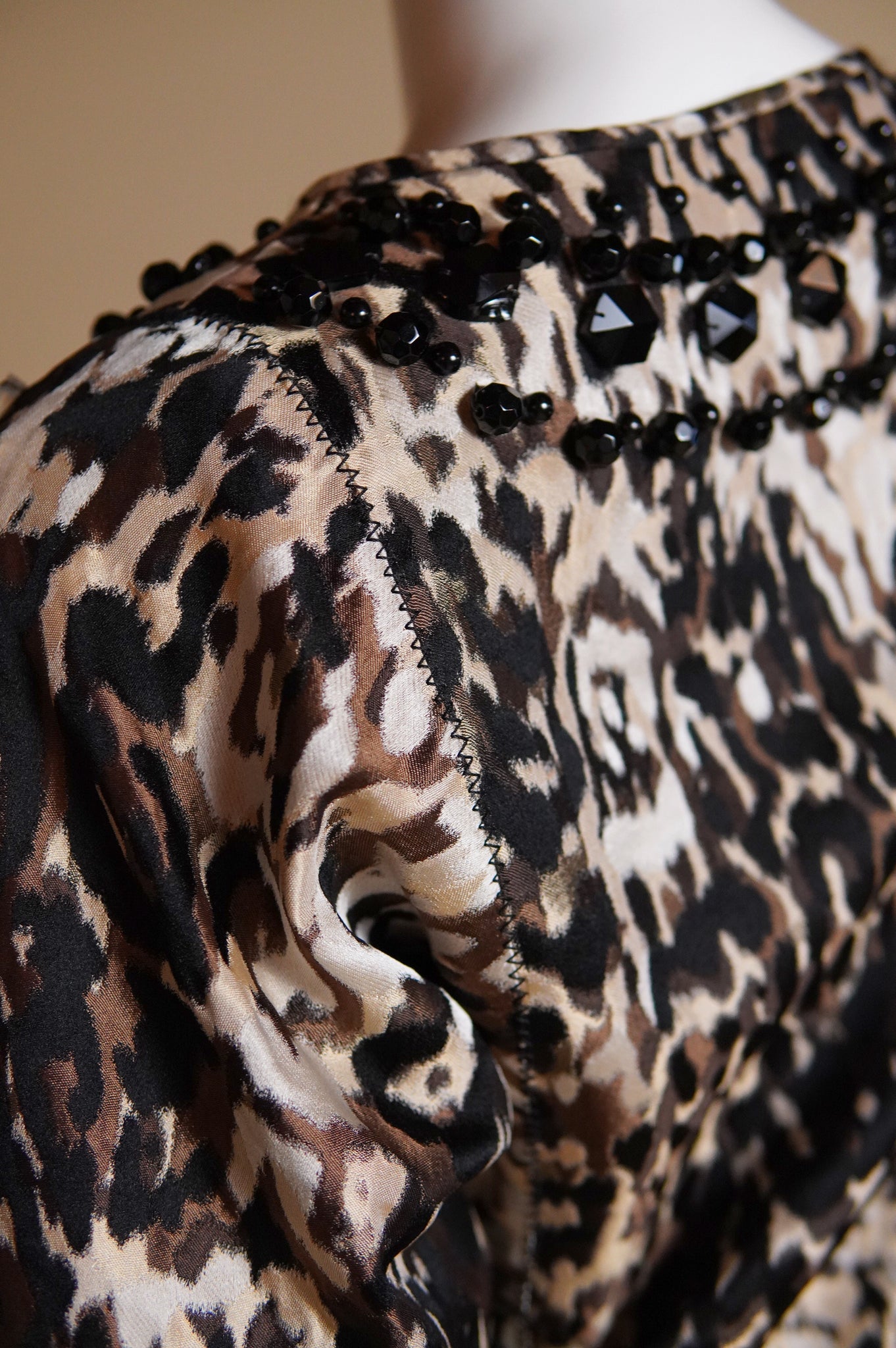 Pre-Fall 2013 Lanvin by Alber Elbaz documented animal print dress with beaded daisy pattern - XS