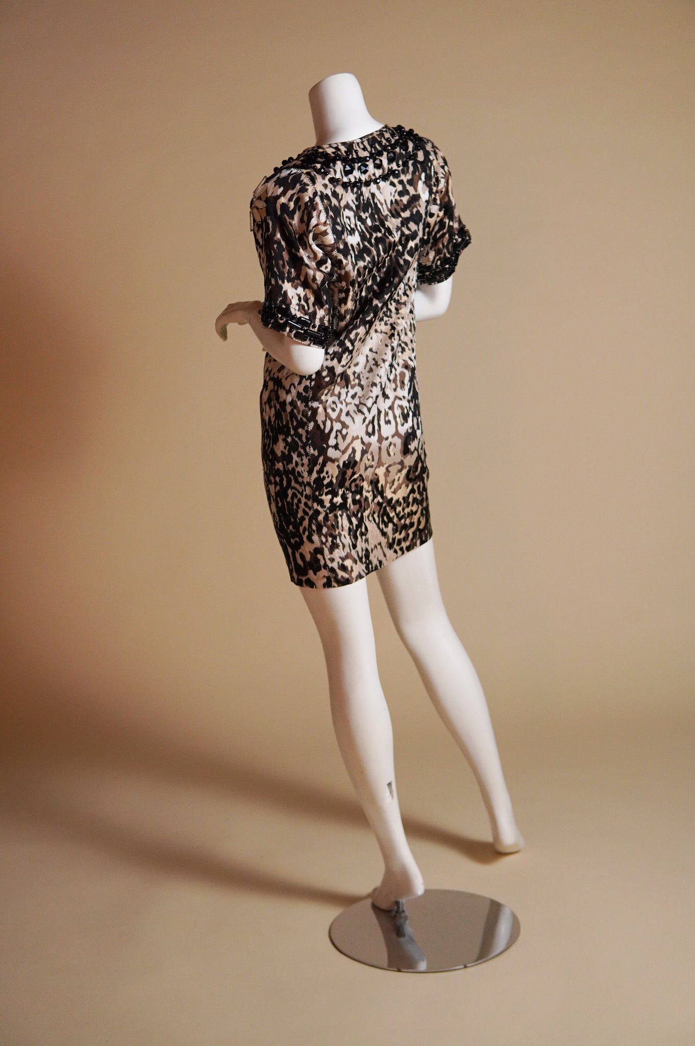 Pre-Fall 2013 Lanvin by Alber Elbaz documented animal print dress with beaded daisy pattern - XS