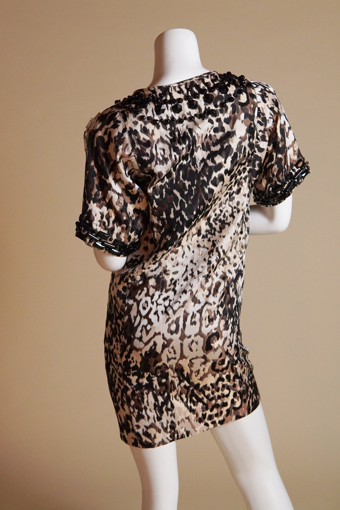 Pre-Fall 2013 Lanvin by Alber Elbaz documented animal print dress with beaded daisy pattern - XS