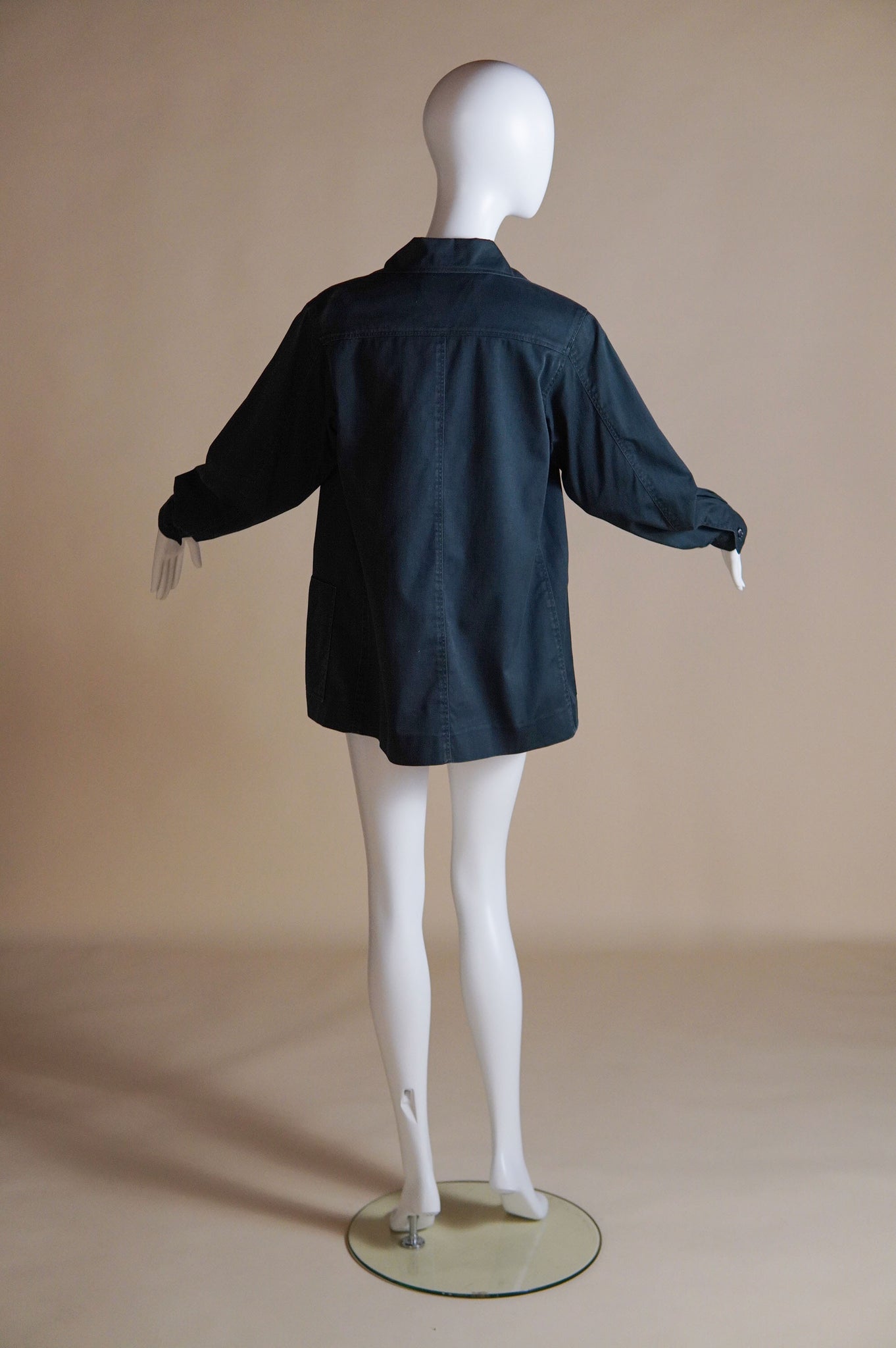 early 1970s Yves Saint Laurent Rive Gauche dusty navy safari jacket - XS/S/M
