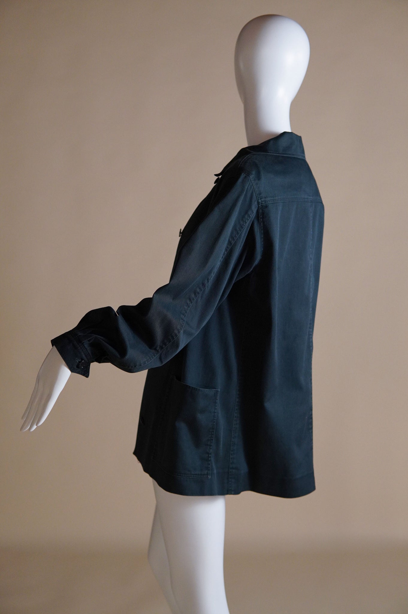 early 1970s Yves Saint Laurent Rive Gauche dusty navy safari jacket - XS/S/M