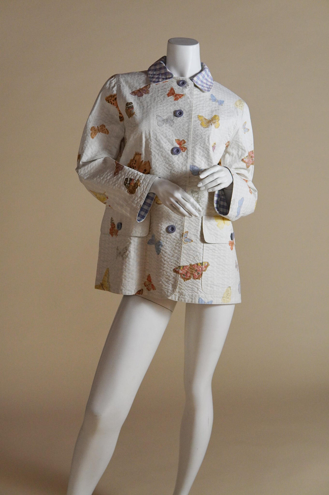 1990s Geoffrey Beene chore coat with butterflies - O/S