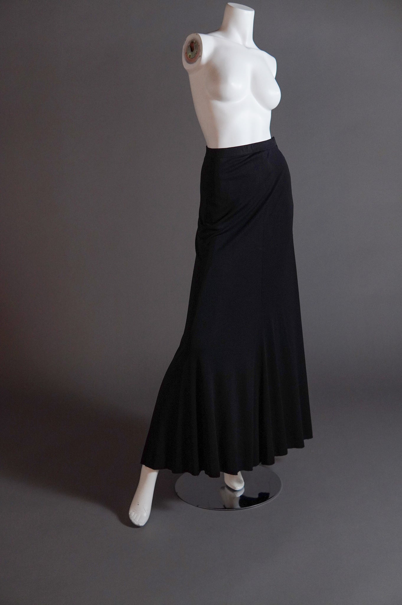 1970s Yves Saint Laurent Rive Gauche bias cut black maxi skirt - XS