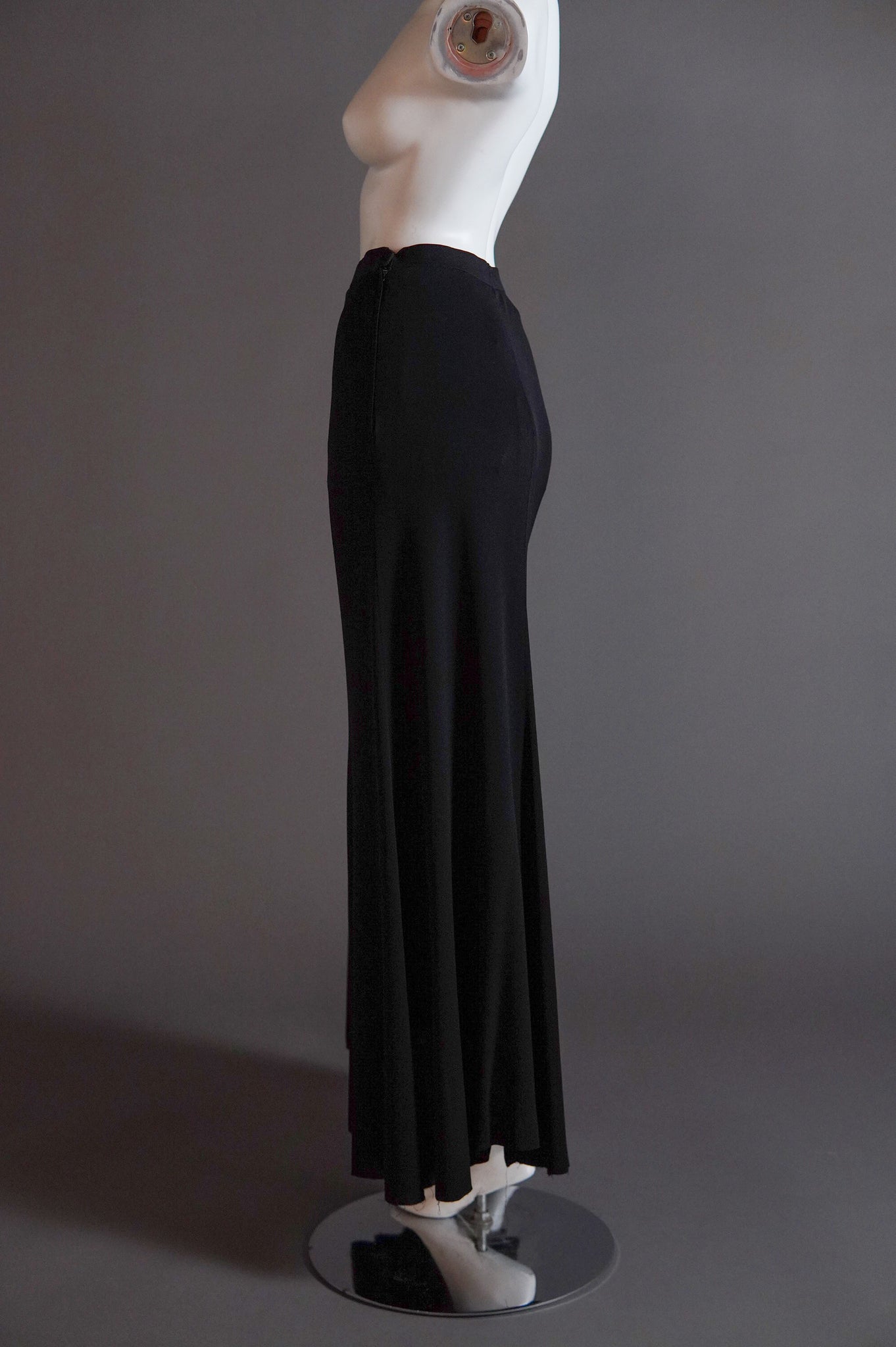 1970s Yves Saint Laurent Rive Gauche bias cut black maxi skirt - XS