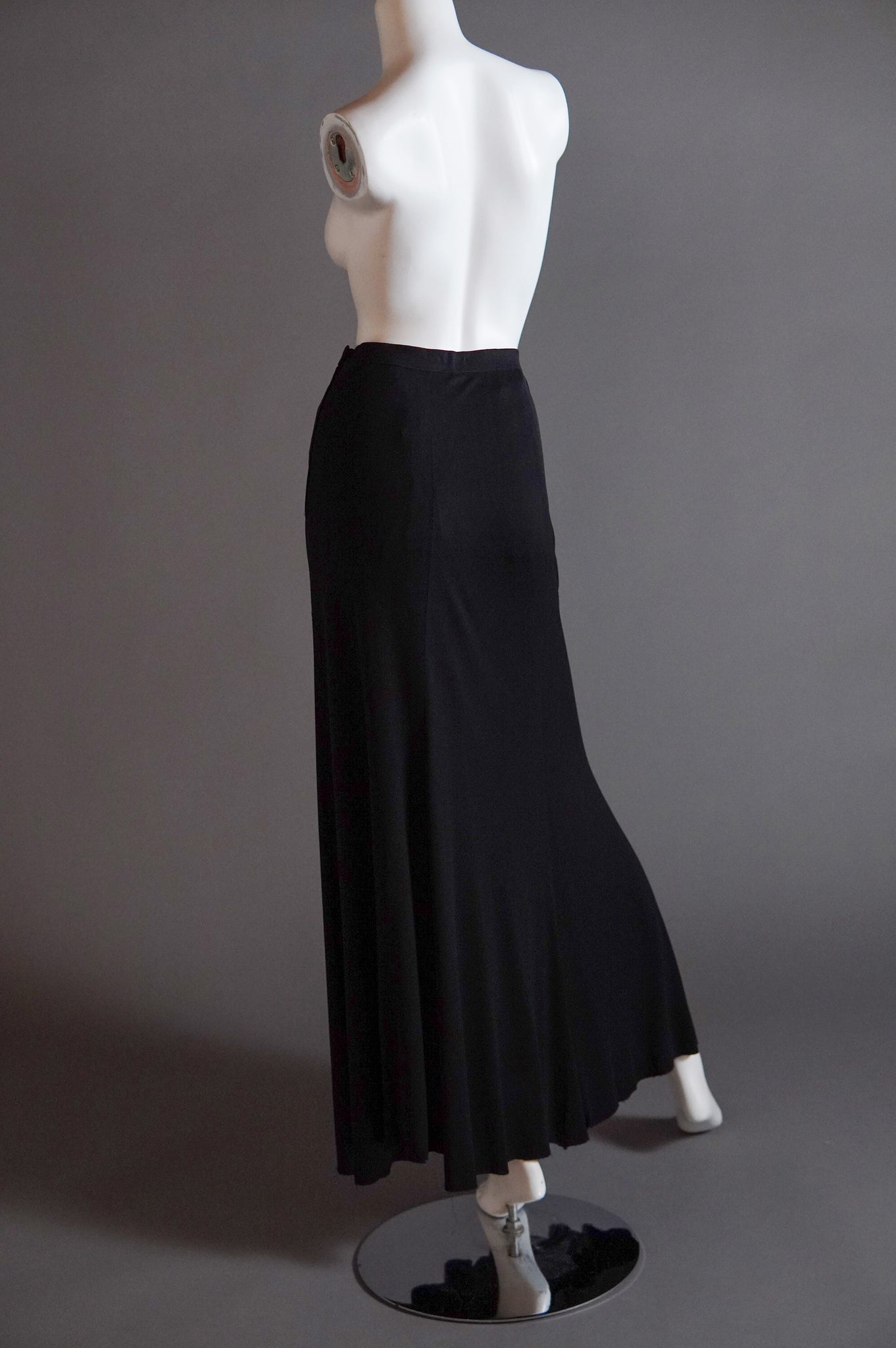 1970s Yves Saint Laurent Rive Gauche bias cut black maxi skirt - XS