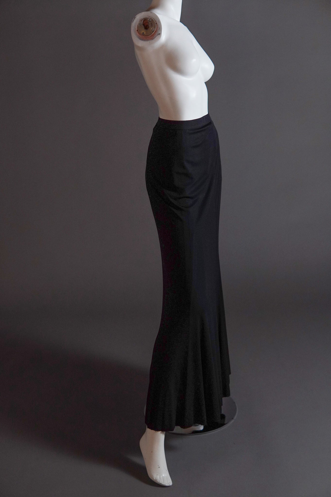 1970s Yves Saint Laurent Rive Gauche bias cut black maxi skirt - XS