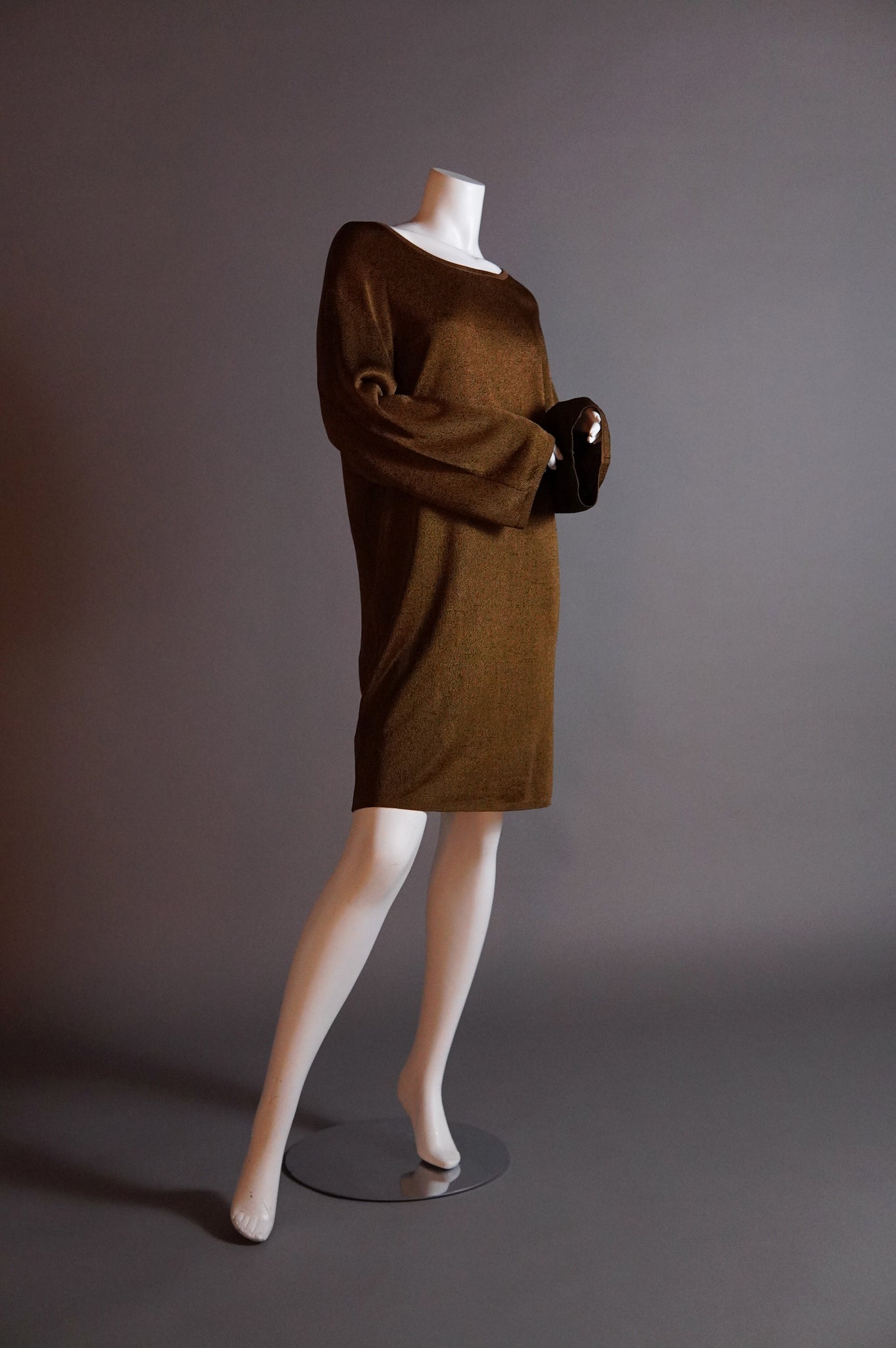 S/S 1984 Alaïa slouchy knit dress in bronze - S/M/L