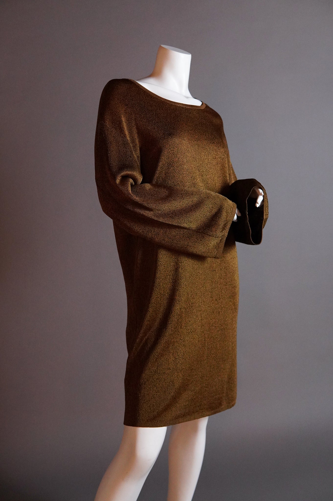 S/S 1984 Alaïa slouchy knit dress in bronze - S/M/L