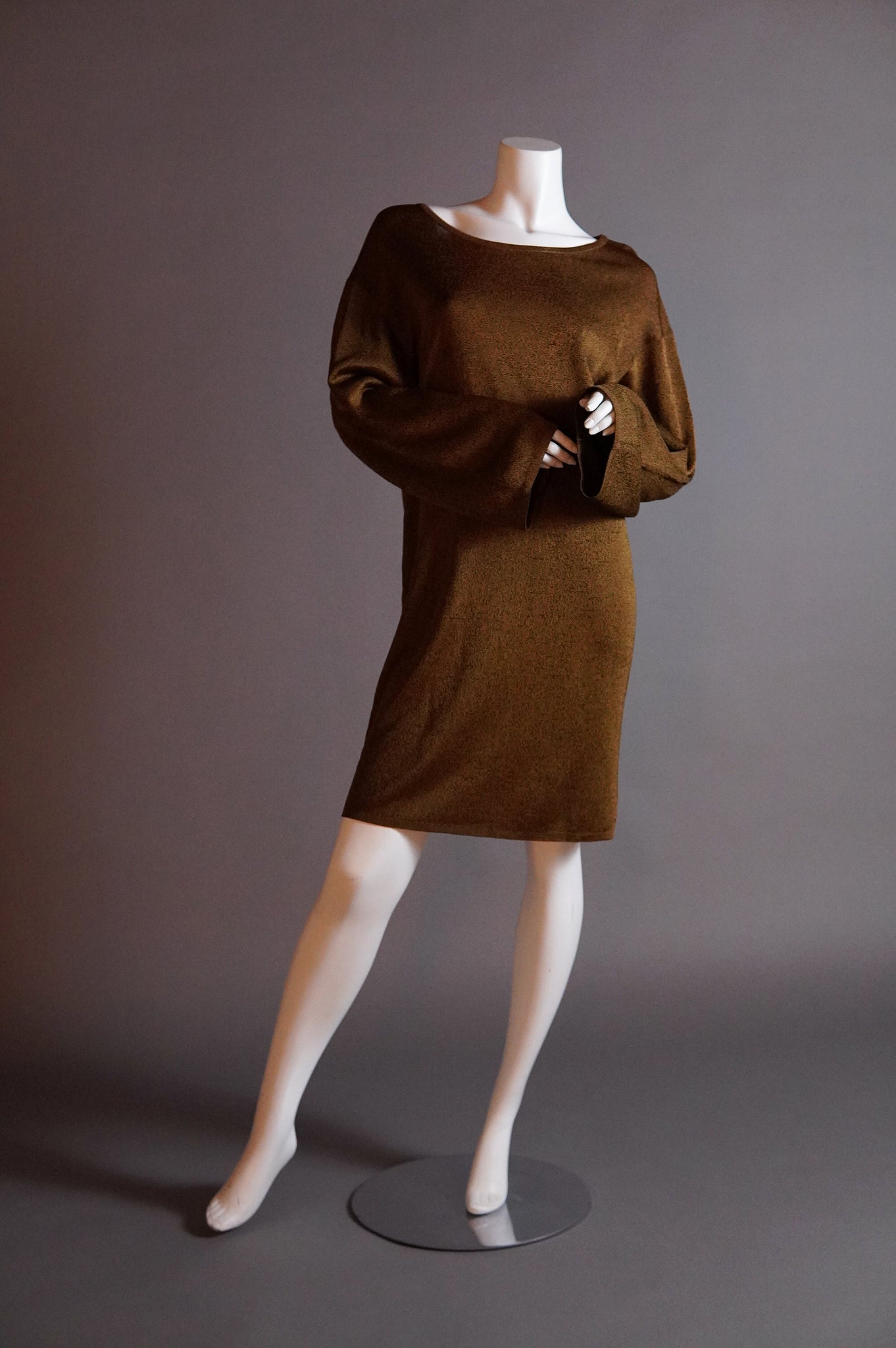 S/S 1984 Alaïa slouchy knit dress in bronze - S/M/L