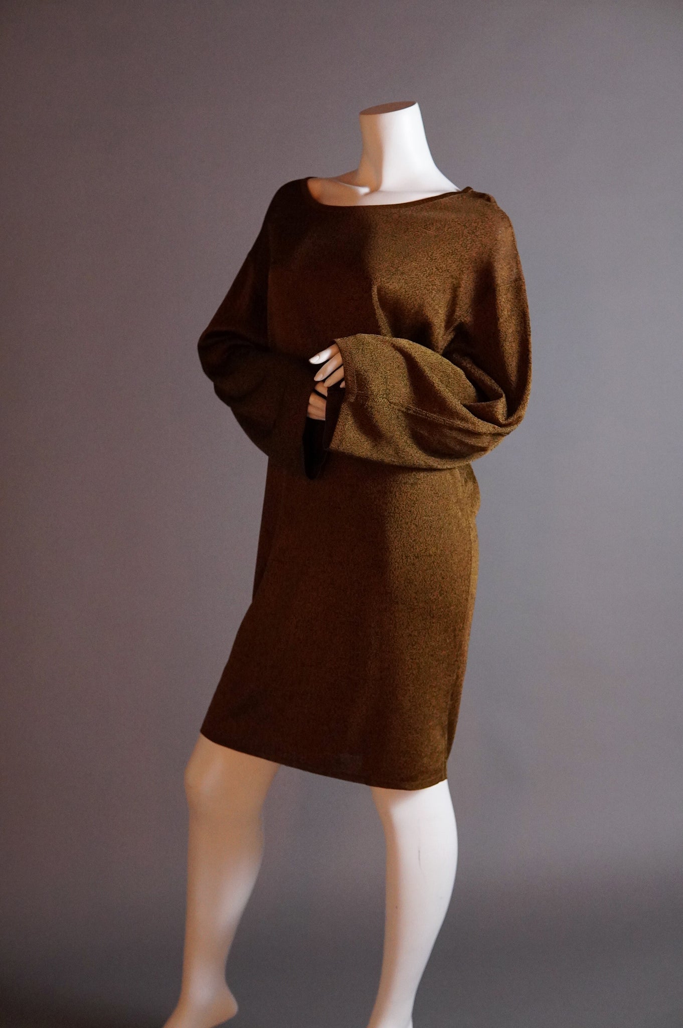 S/S 1984 Alaïa slouchy knit dress in bronze - S/M/L