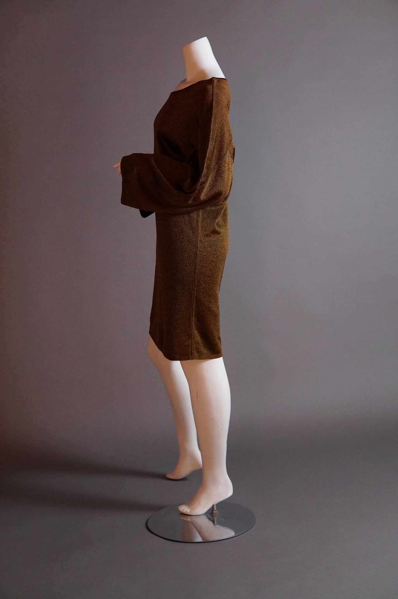 S/S 1984 Alaïa slouchy knit dress in bronze - S/M/L