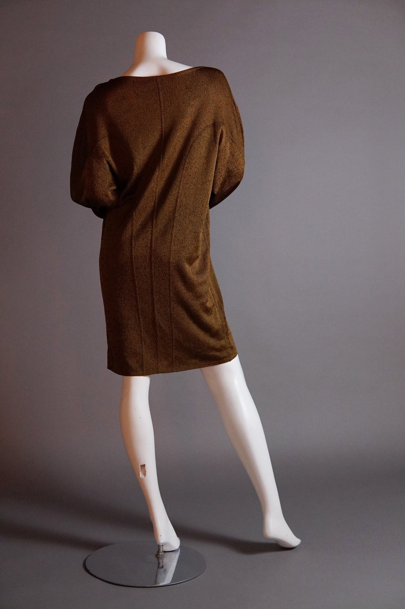 S/S 1984 Alaïa slouchy knit dress in bronze - S/M/L