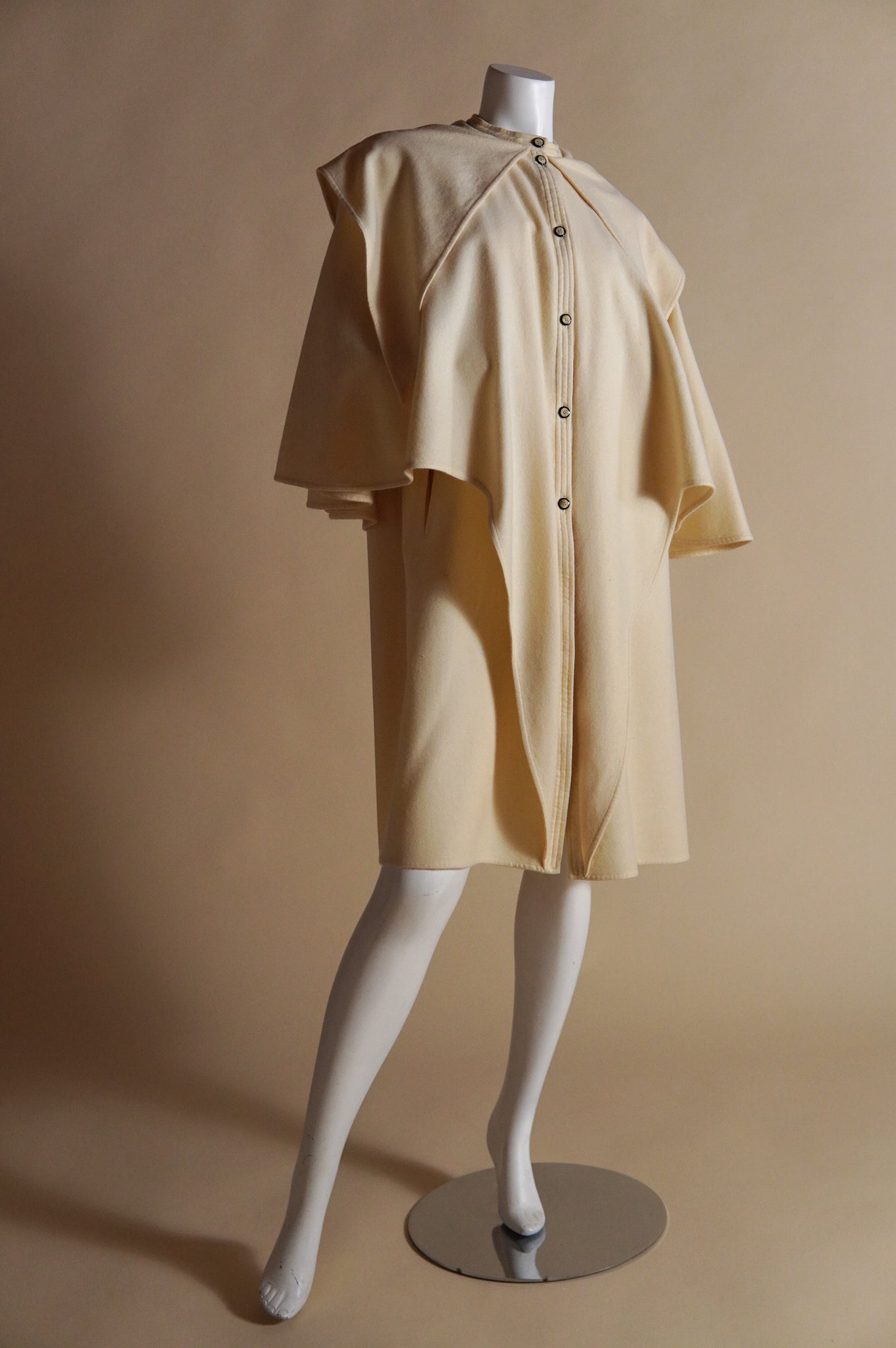 1980s Emanuel Ungaro layered wool cape in cream - O/S