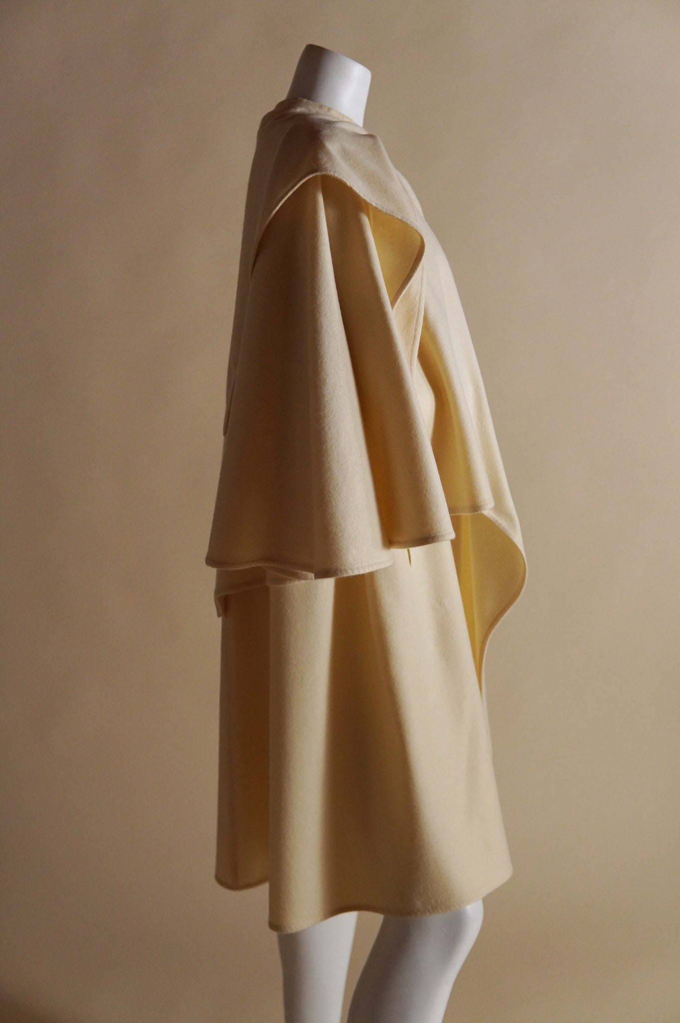 1980s Emanuel Ungaro layered wool cape in cream - O/S