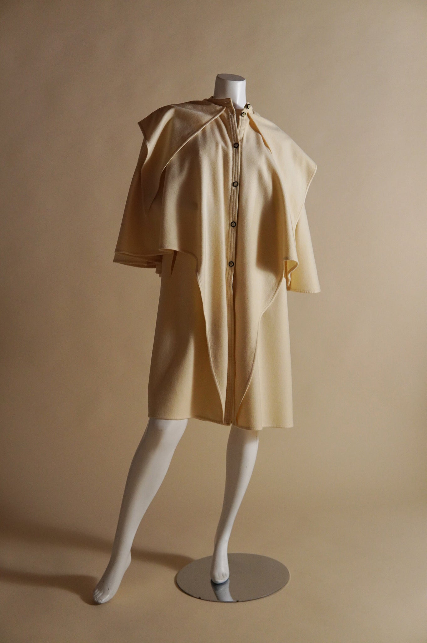 1980s Emanuel Ungaro layered wool cape in cream - O/S