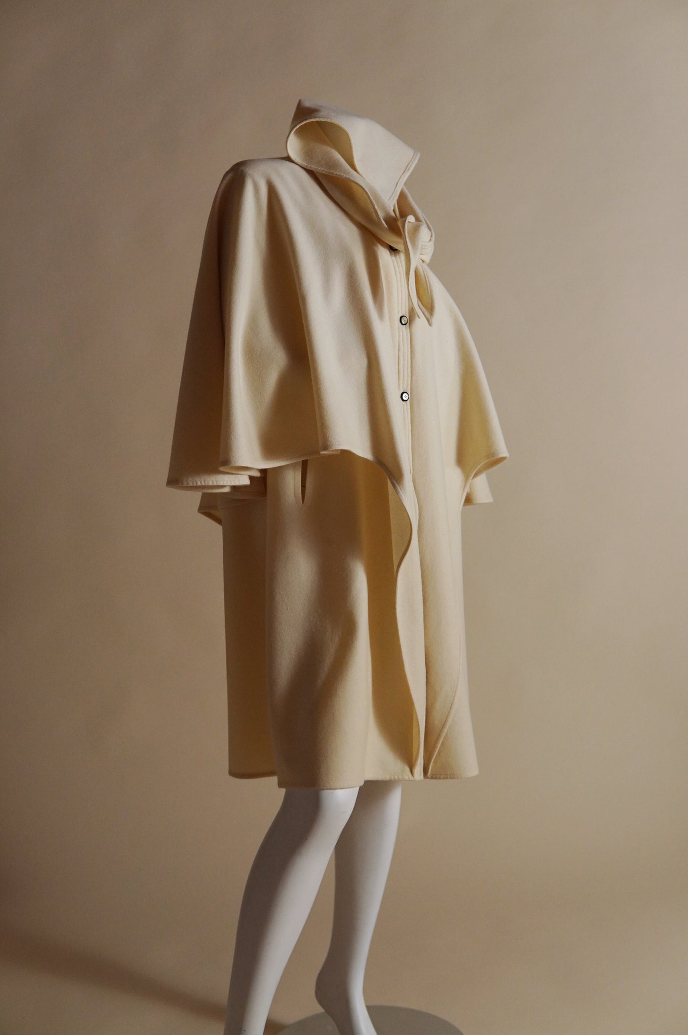 1980s Emanuel Ungaro layered wool cape in cream - O/S