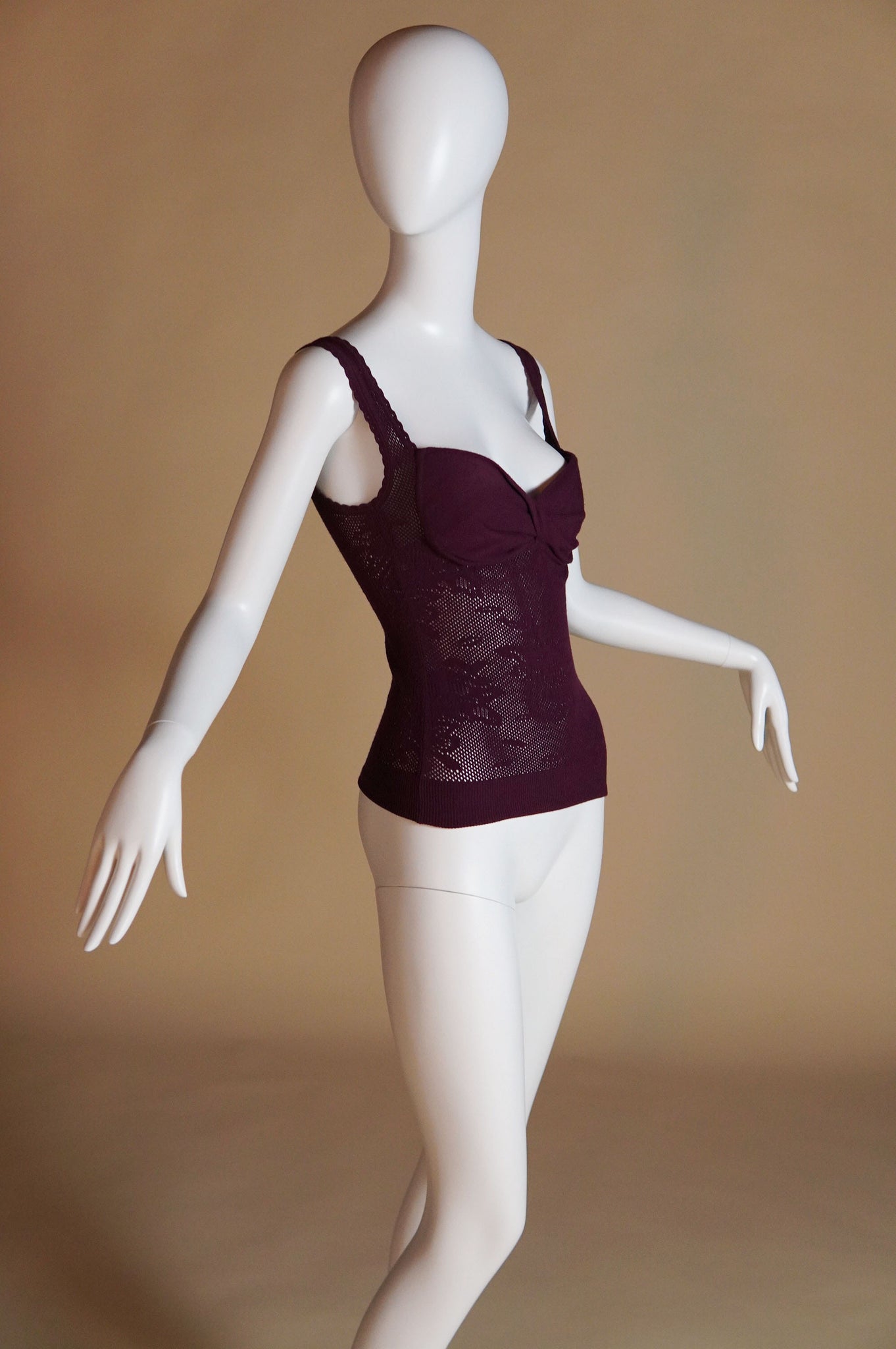 F/W 1997 Dolce & Gabbana sheer knit top with rose design - S 