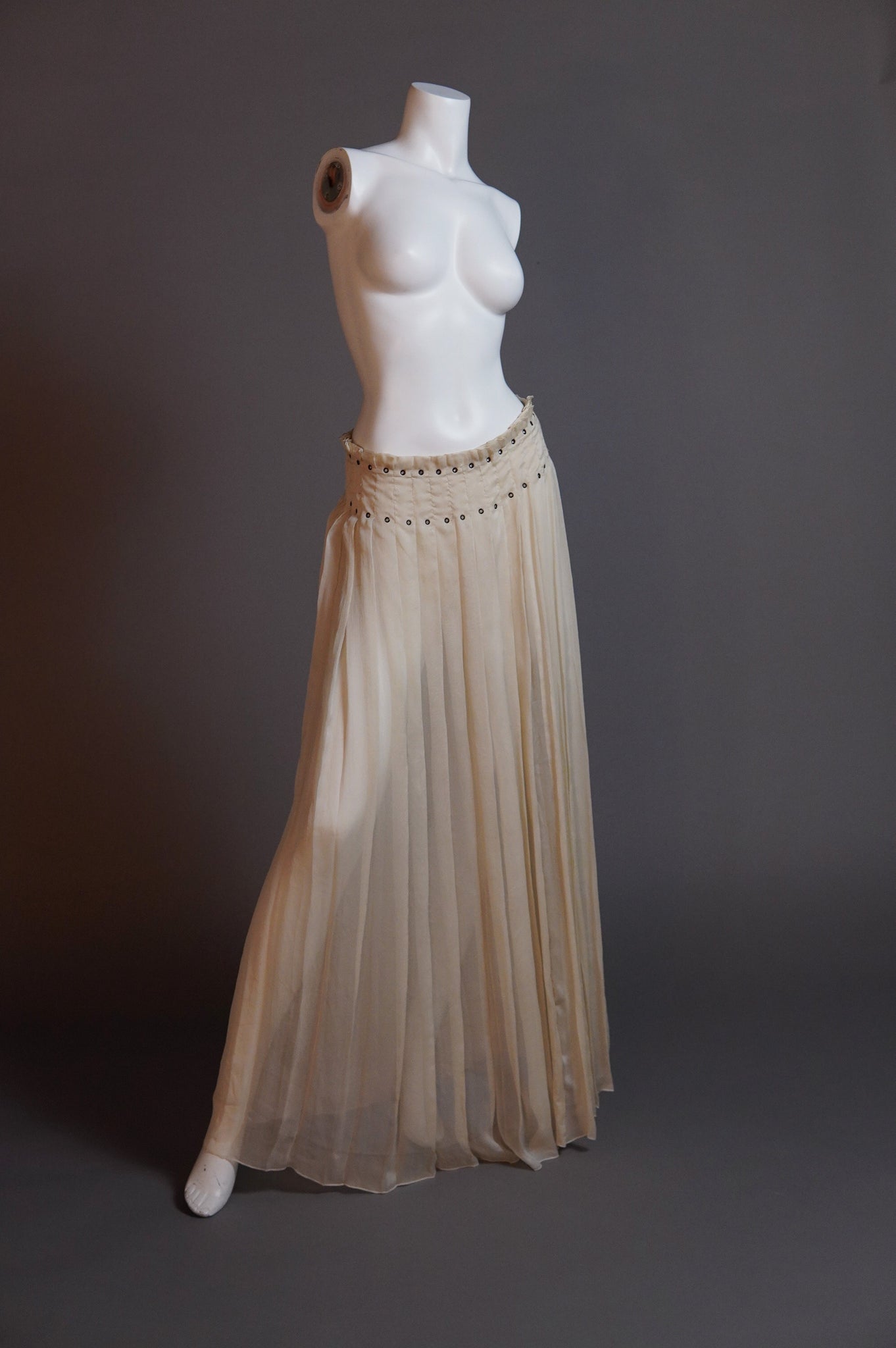 S/S 2000 Prada pleated silk chiffon skirt with grommets - XS/S