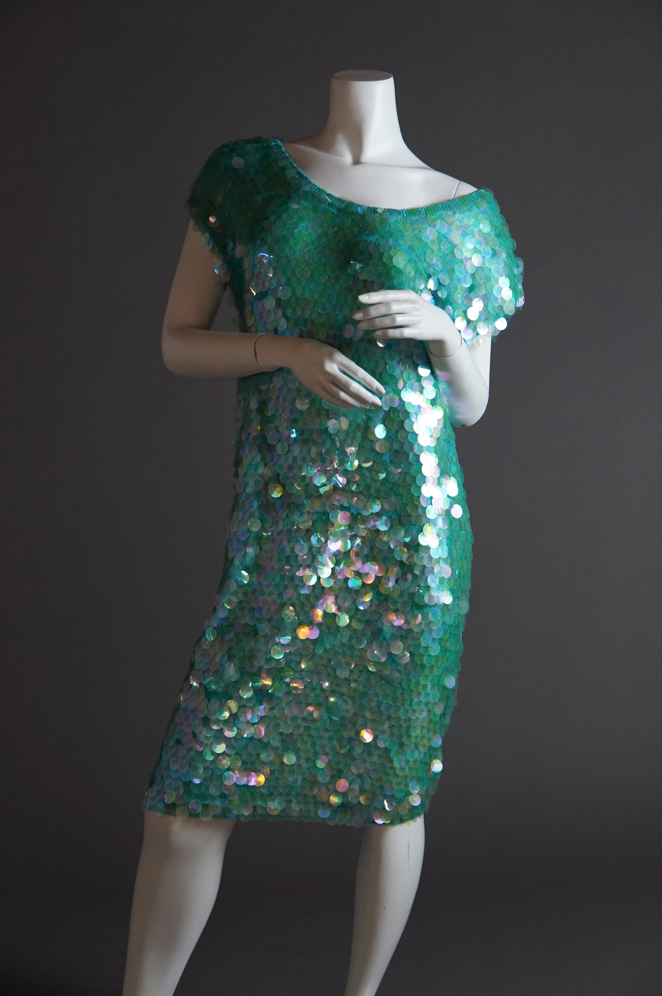 1980s Norma Kamali dress with large paillettes - O/S